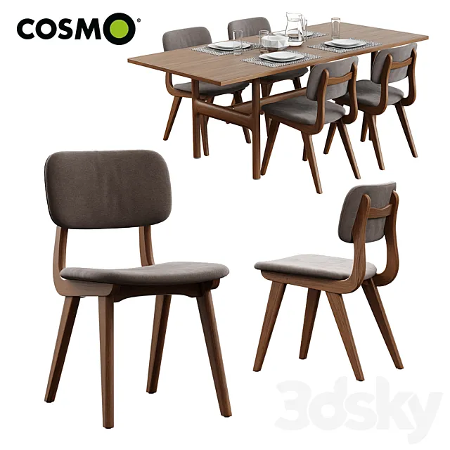 Cosmo _ Trestle Table + Civil Chair 3D Model