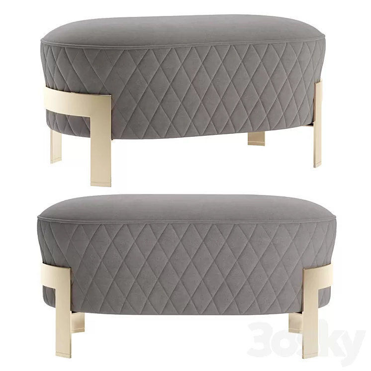 Cosmo Ottoman with metal legs 2 3D Model