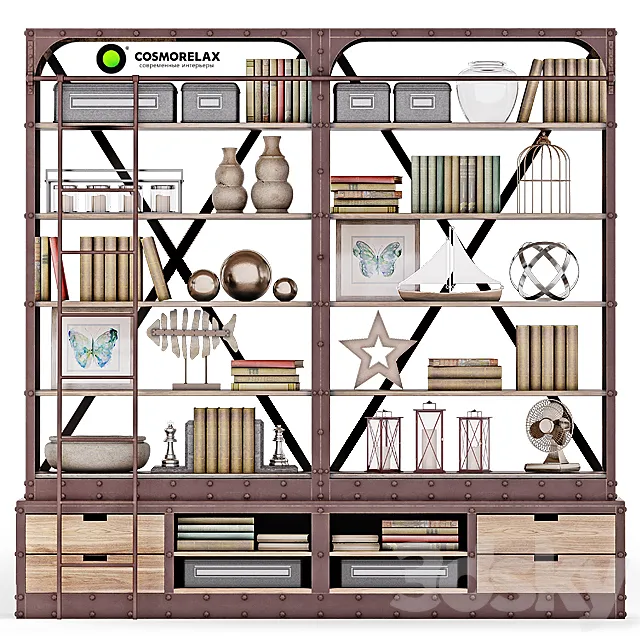 Cosmorelax \ Shelving shelves (VT10967-01) + Decorative set LOFT 3D Model
