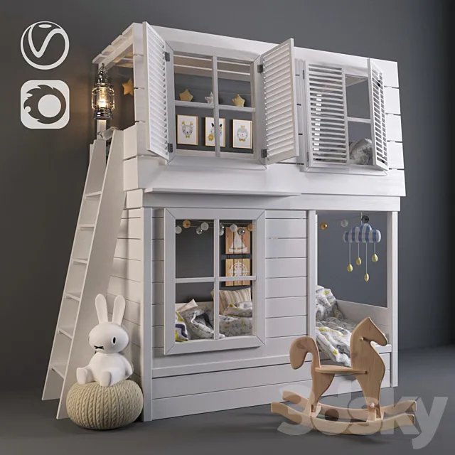 Cot-cottage bunk 3D Model