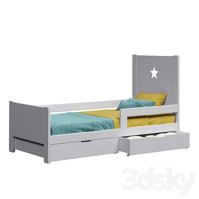 Cot with drawers for storage Dream House Kids 3D Model