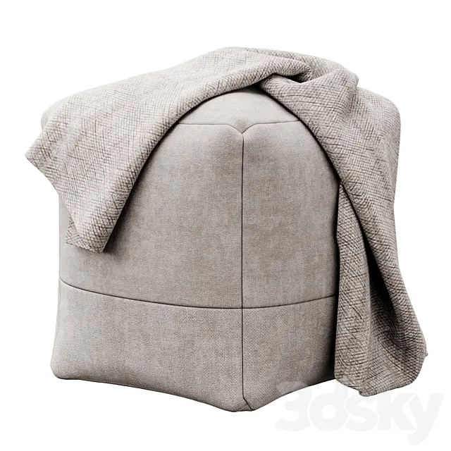 Cotton Canvas Square Pouf by Westelm 3D Model