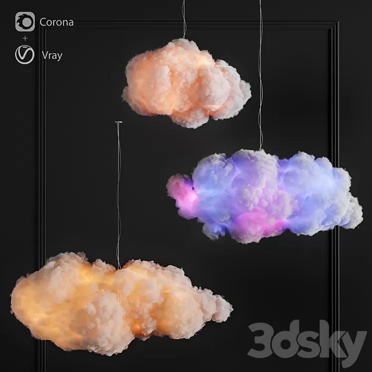 Cotton clouds light 3D Model