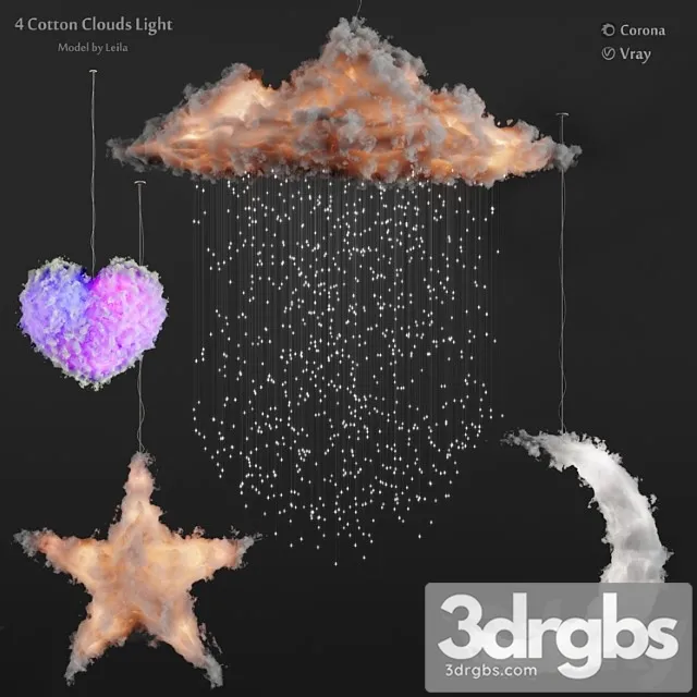 Cotton Clouds Lights 3D Model Free