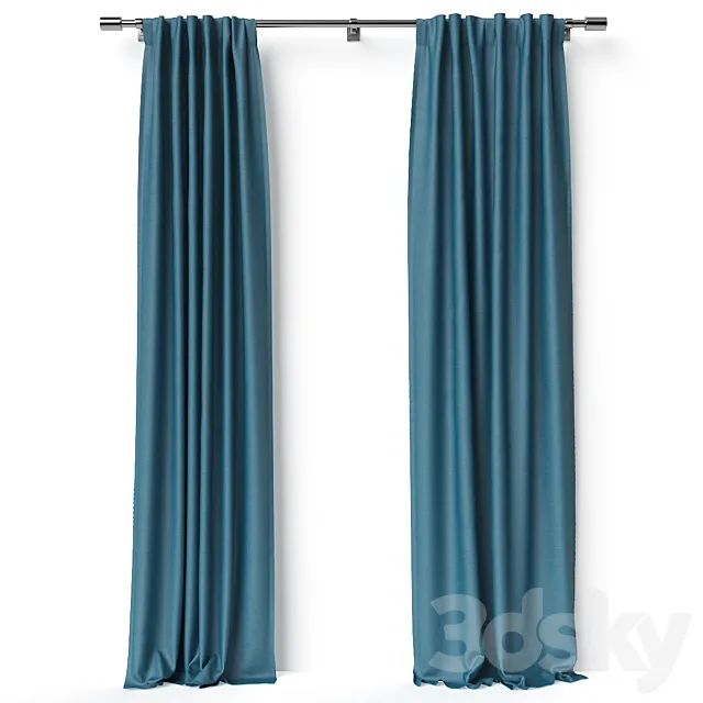 Cotton Lustre Velvet Curtain Regal Blue 3DModel