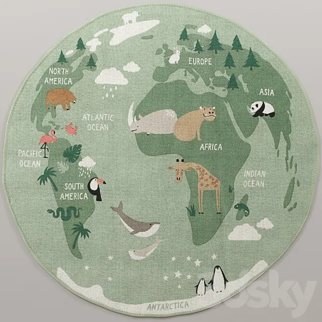 Cotton Mat World Map HM Home 3D Model
