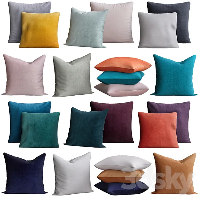 Cotton Velvet Cushion Cover H & M 3D Model