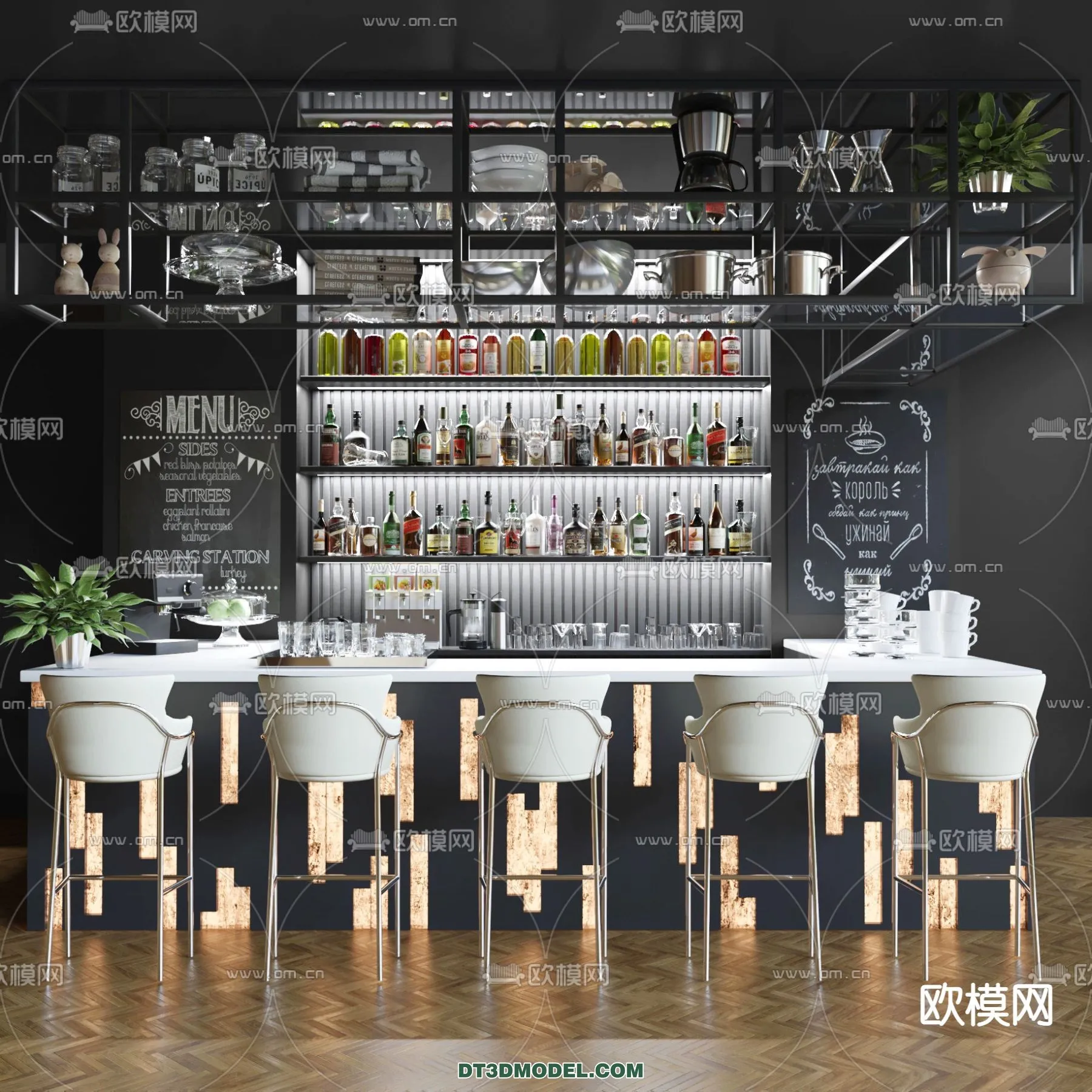 Counter - Bar - Interior Design 3D Model - 023