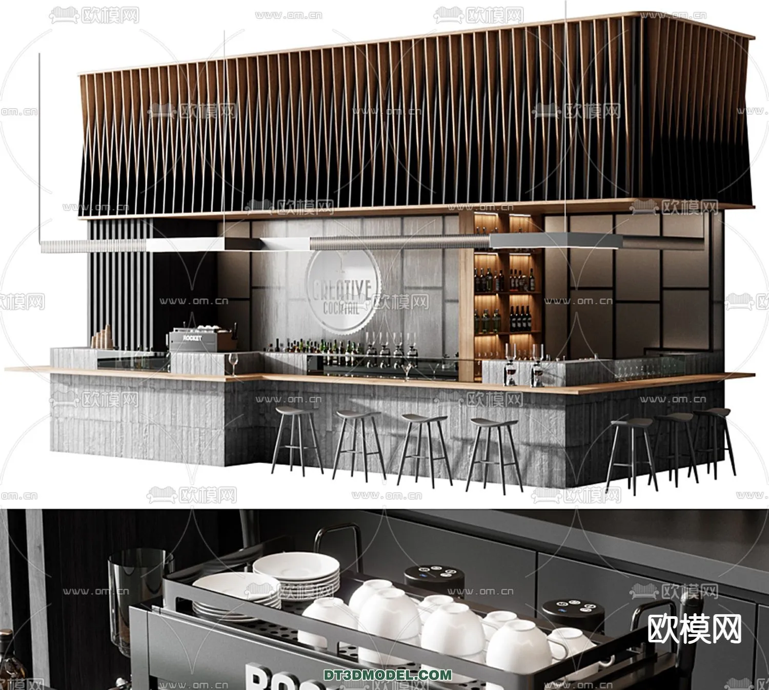 Counter - Bar - Interior Design 3D Model - 036