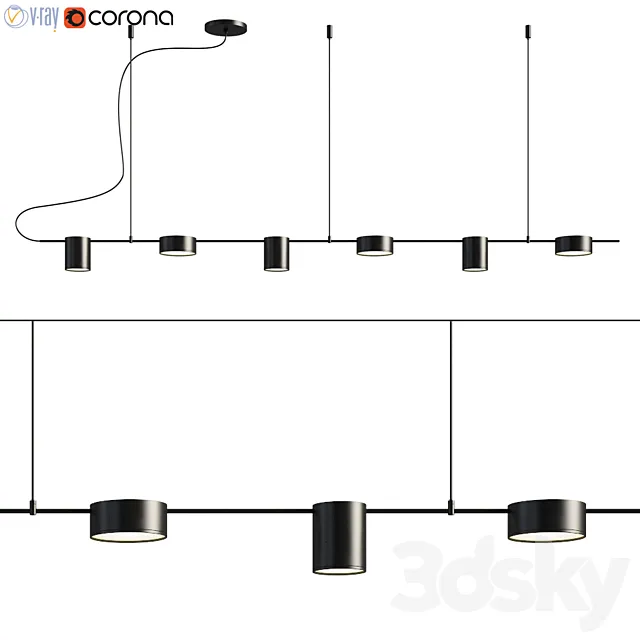 Counterpoint 6 Light Led Linear Pendant 3DModel