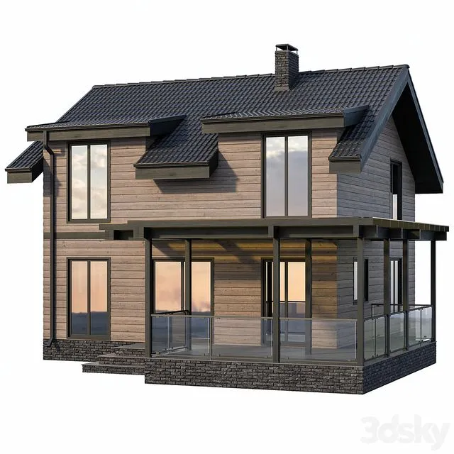 Country cottage with terrace 3D Model