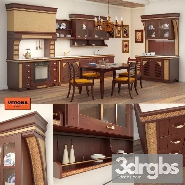 Country Verona Kitchen 3D Model Free