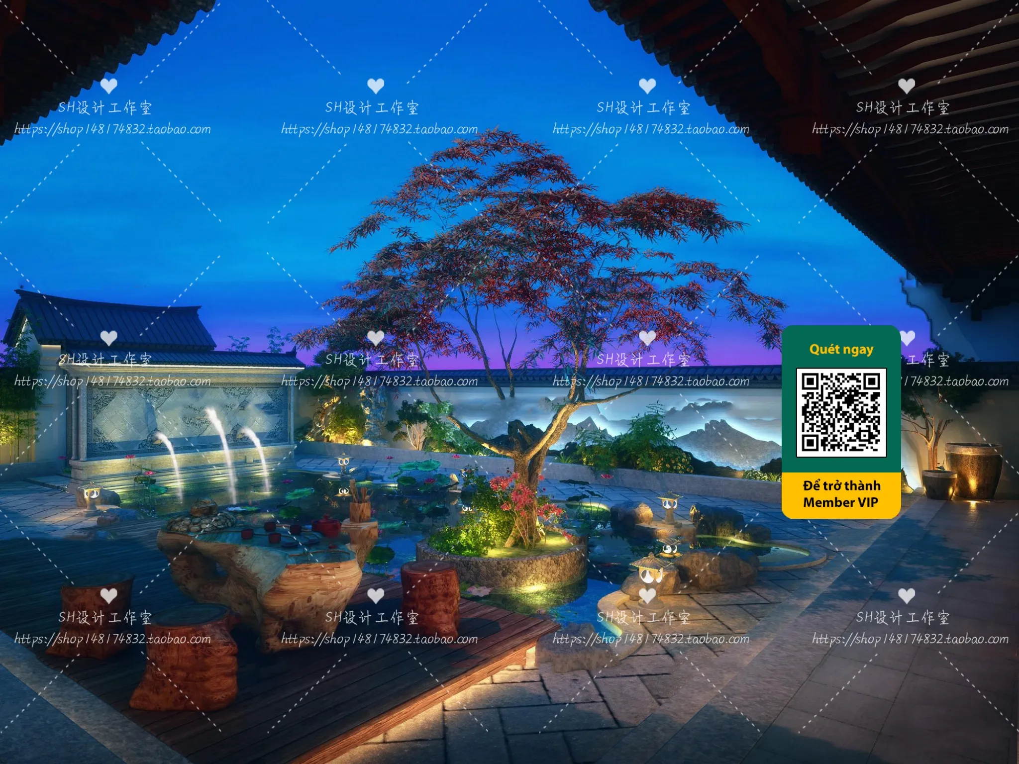 COURTYARD - VRAY / CORONA - 3D MODEL - 6391