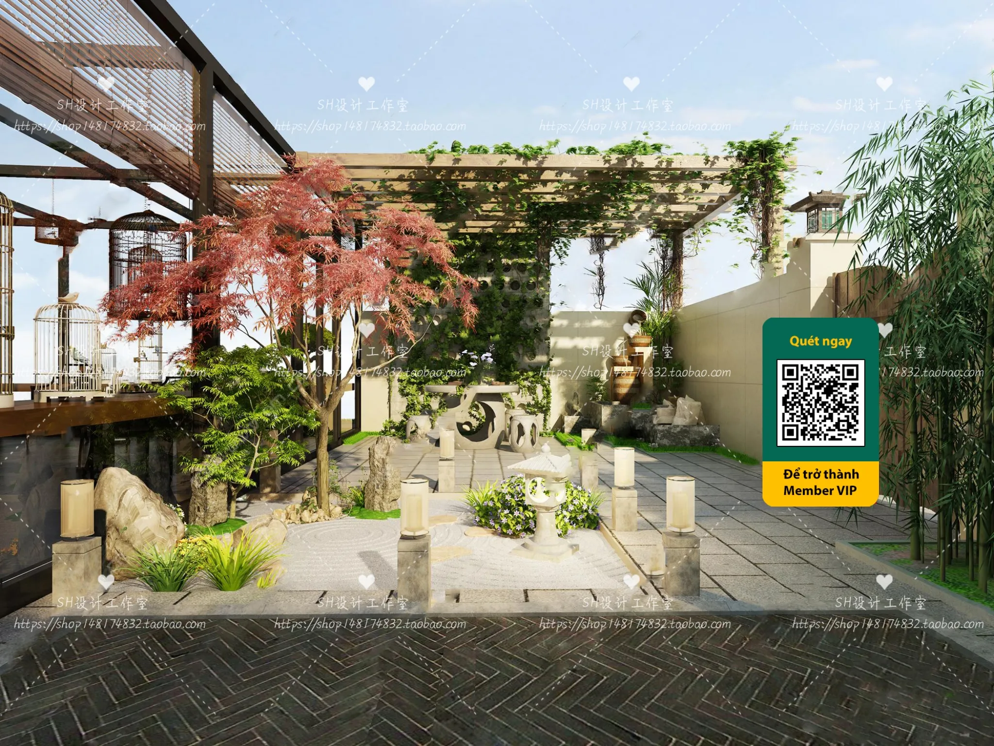 COURTYARD - VRAY / CORONA - 3D MODEL - 6392