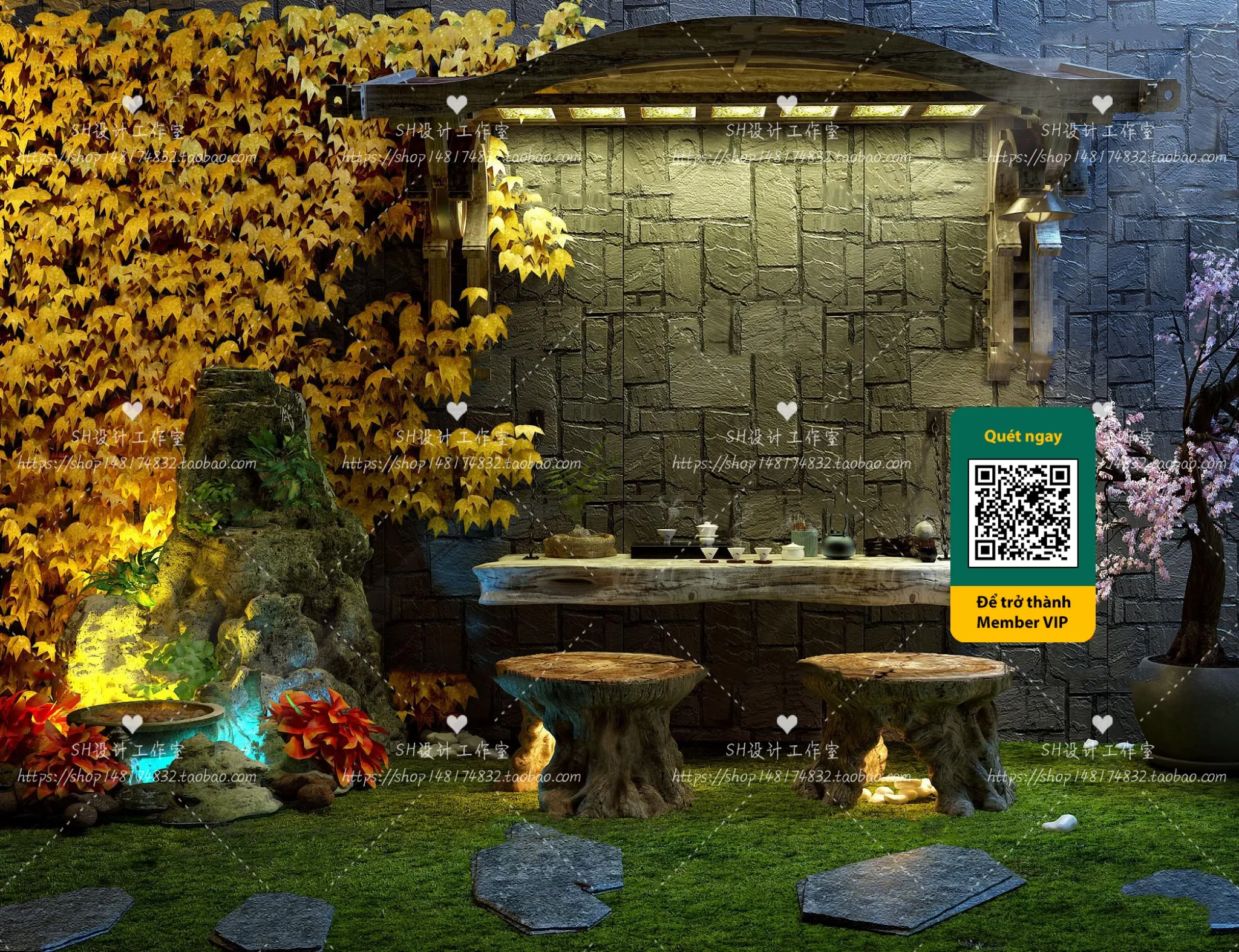 COURTYARD - VRAY / CORONA - 3D MODEL - 6396