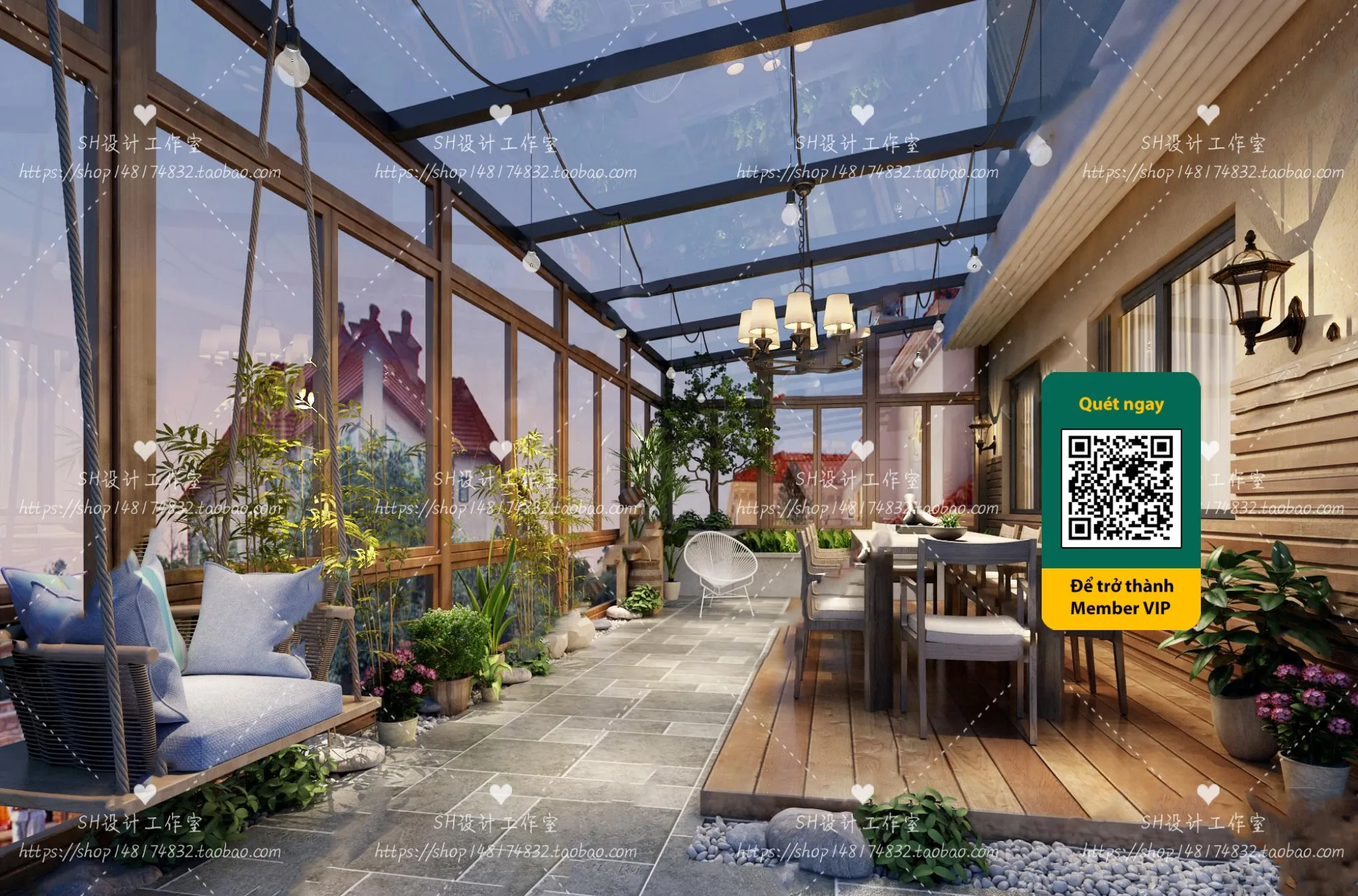 COURTYARD - VRAY / CORONA - 3D MODEL - 6399