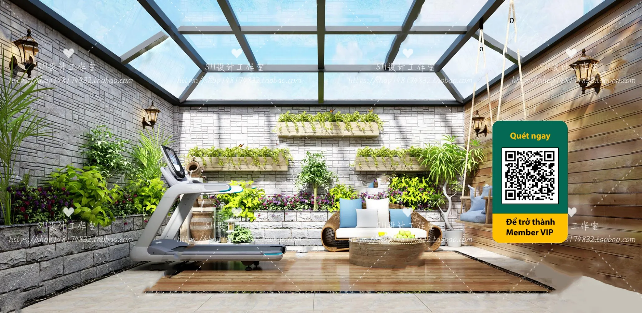 COURTYARD - VRAY / CORONA - 3D MODEL - 6405