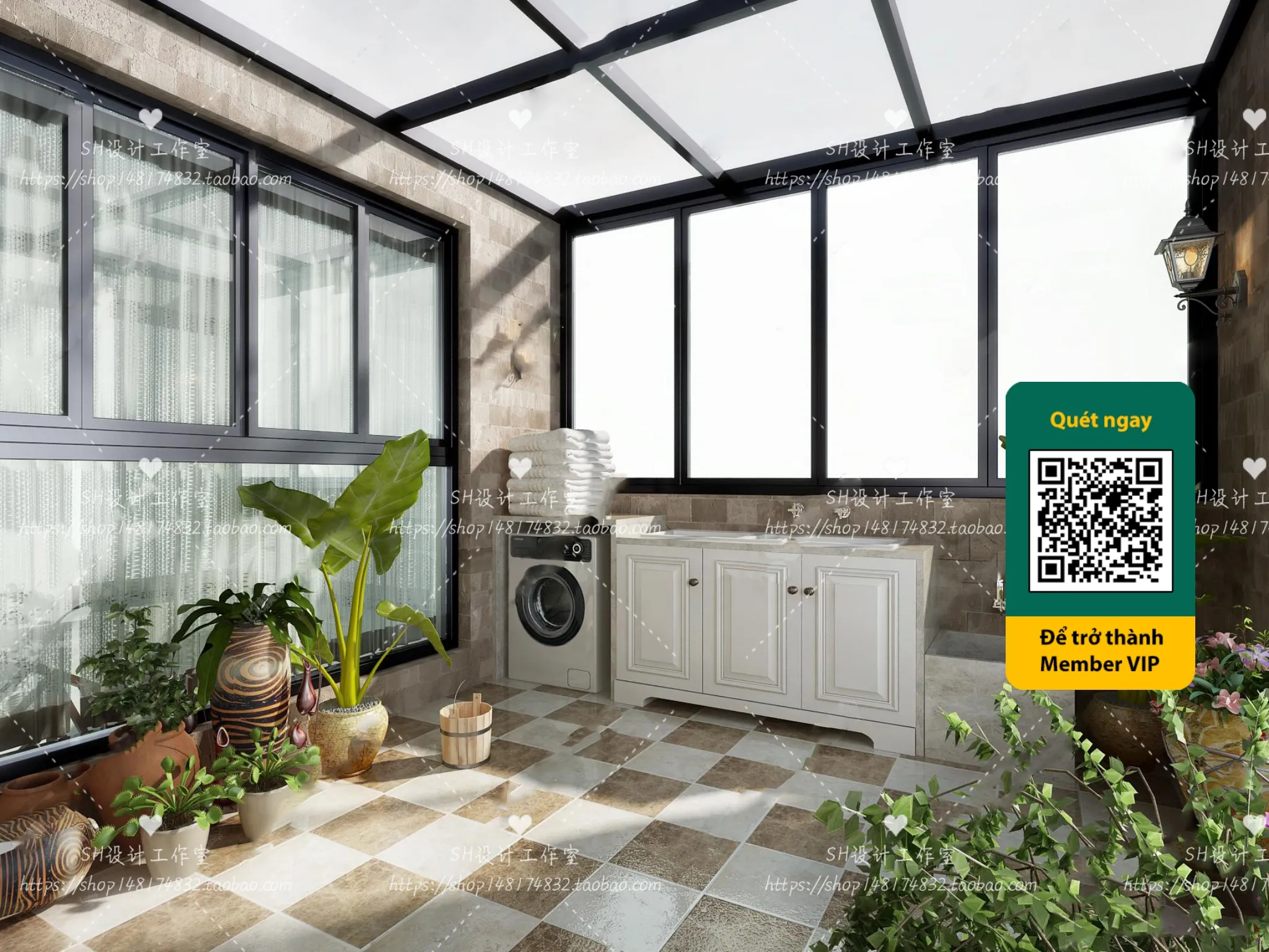 COURTYARD - VRAY / CORONA - 3D MODEL - 6406