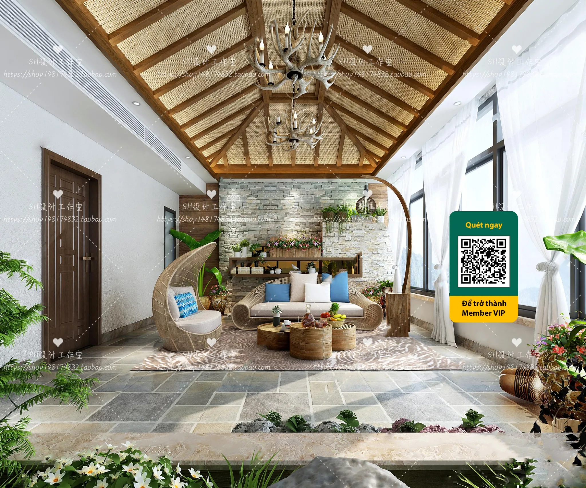 COURTYARD - VRAY / CORONA - 3D MODEL - 6408