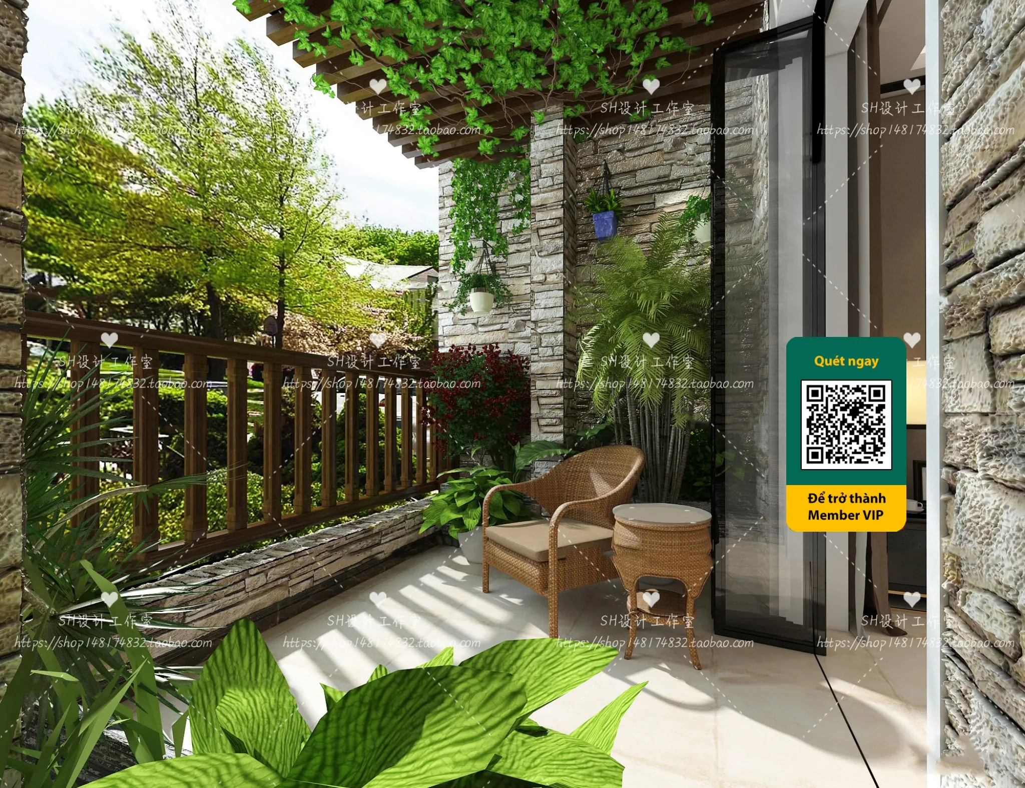 COURTYARD - VRAY / CORONA - 3D MODEL - 6410