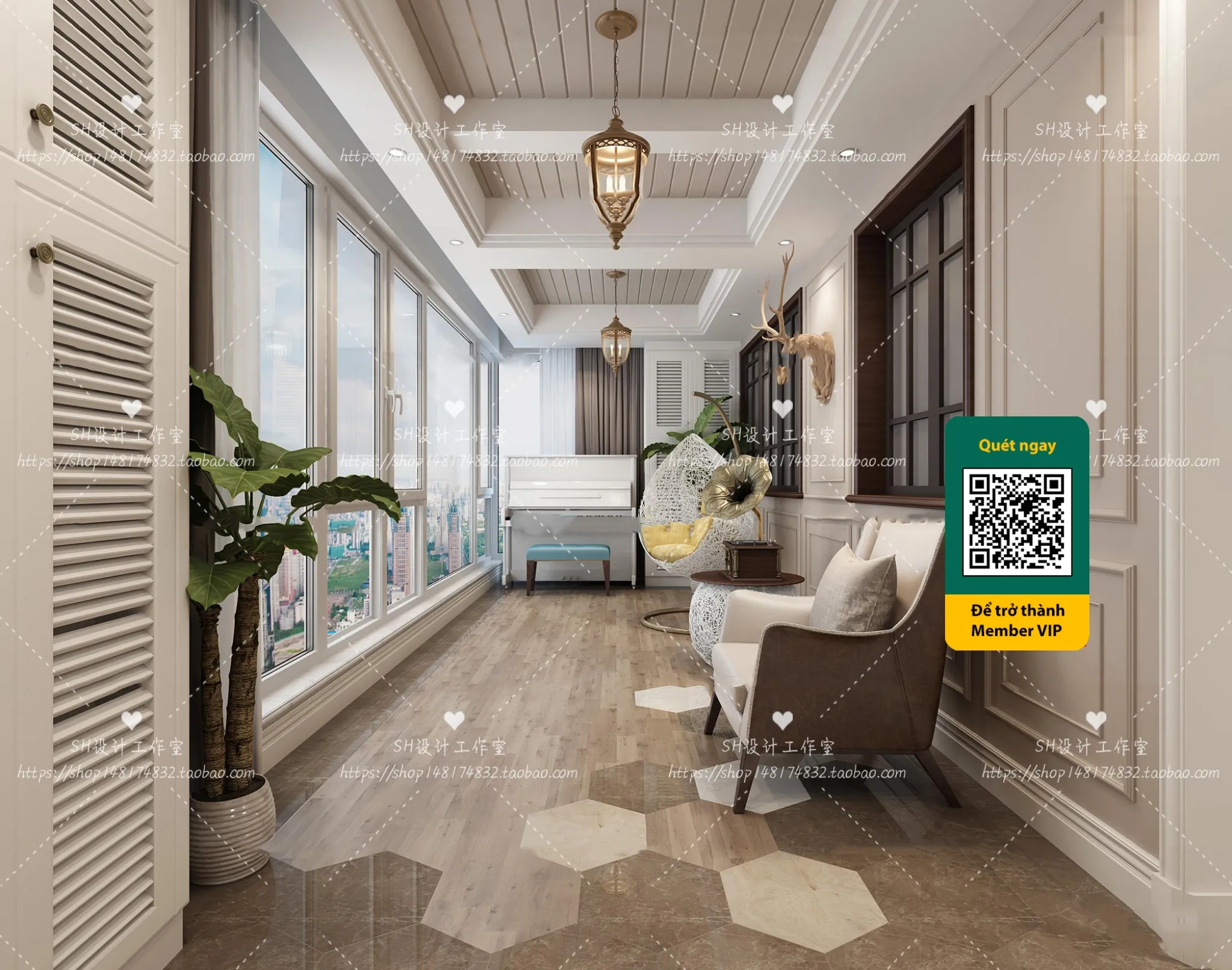 COURTYARD - VRAY / CORONA - 3D MODEL - 6412