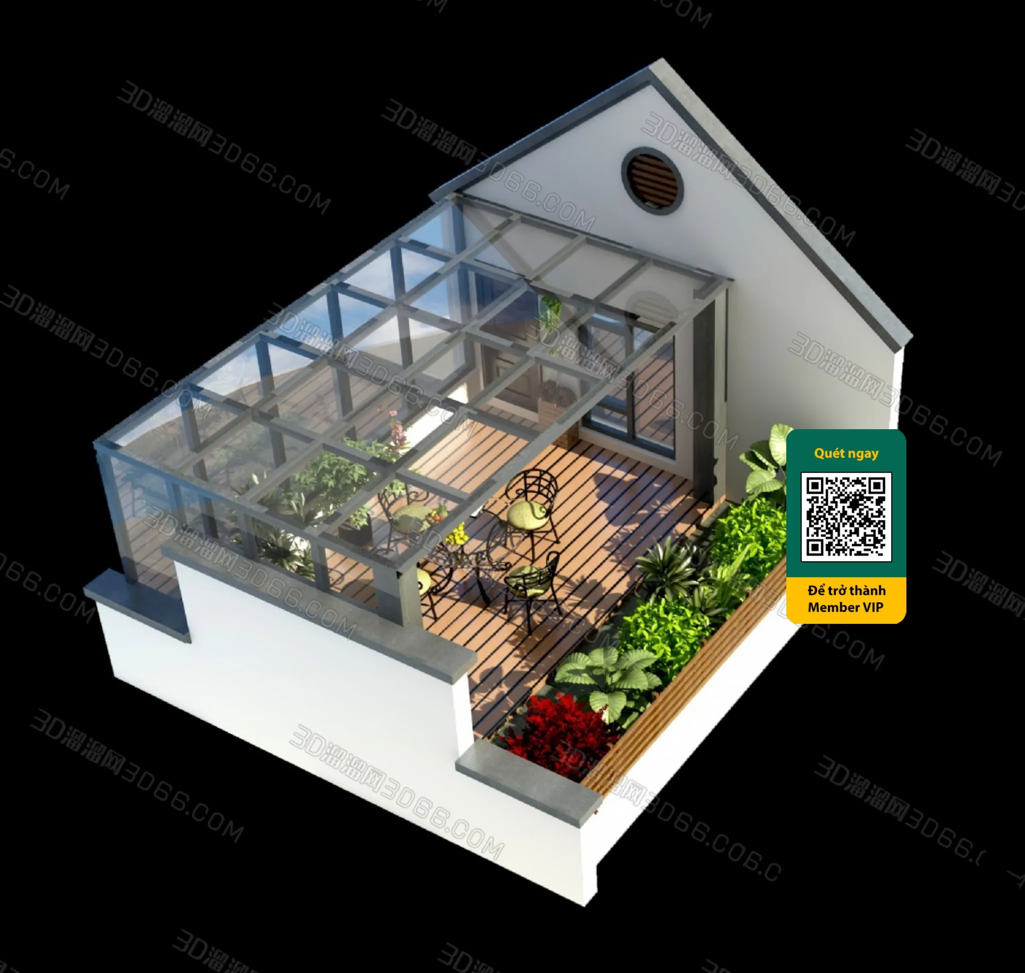 COURTYARD - VRAY / CORONA - 3D MODEL - 6415