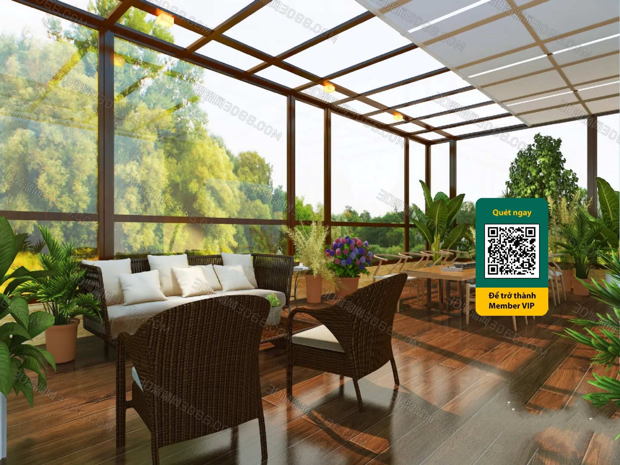 COURTYARD - VRAY / CORONA - 3D MODEL - 6418