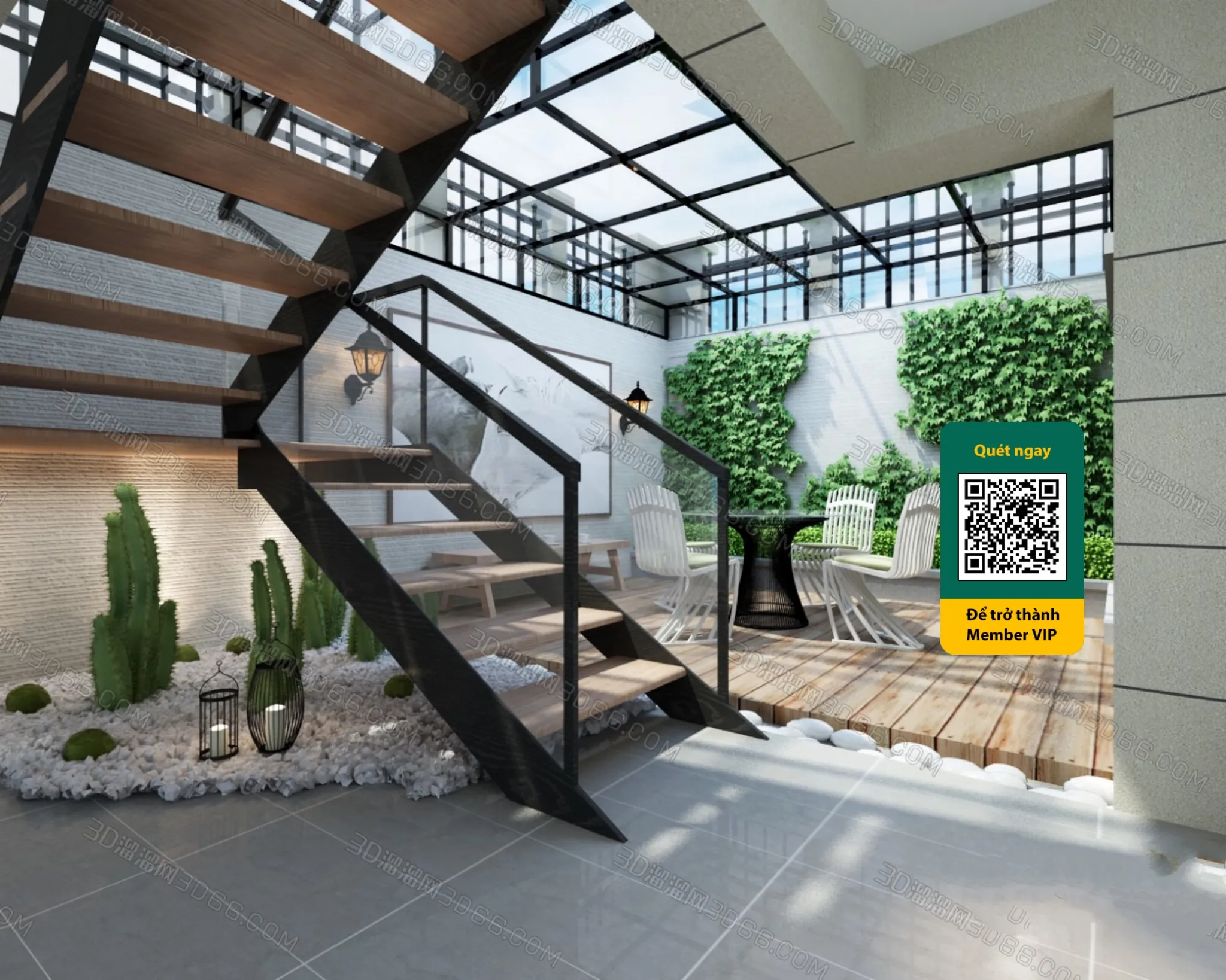 COURTYARD - VRAY / CORONA - 3D MODEL - 6422