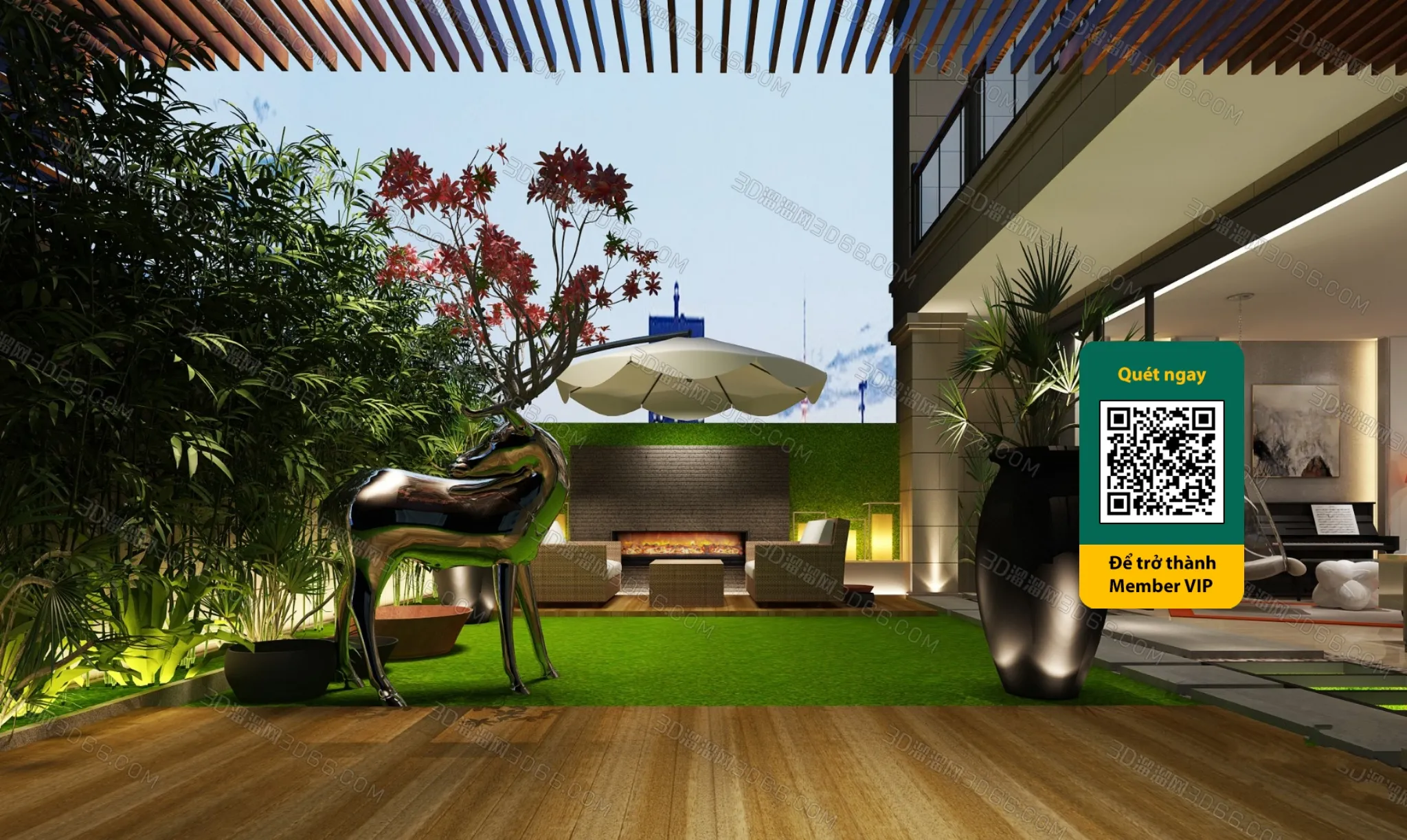 COURTYARD - VRAY / CORONA - 3D MODEL - 6426