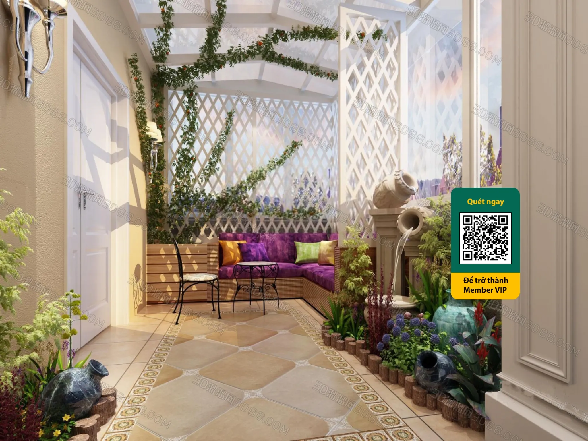 COURTYARD - VRAY / CORONA - 3D MODEL - 6428