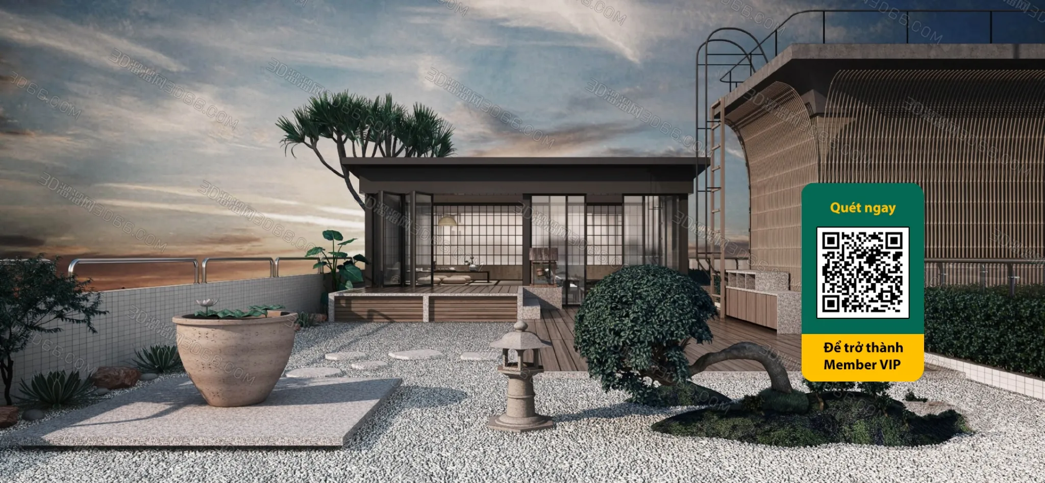 COURTYARD - VRAY / CORONA - 3D MODEL - 6429