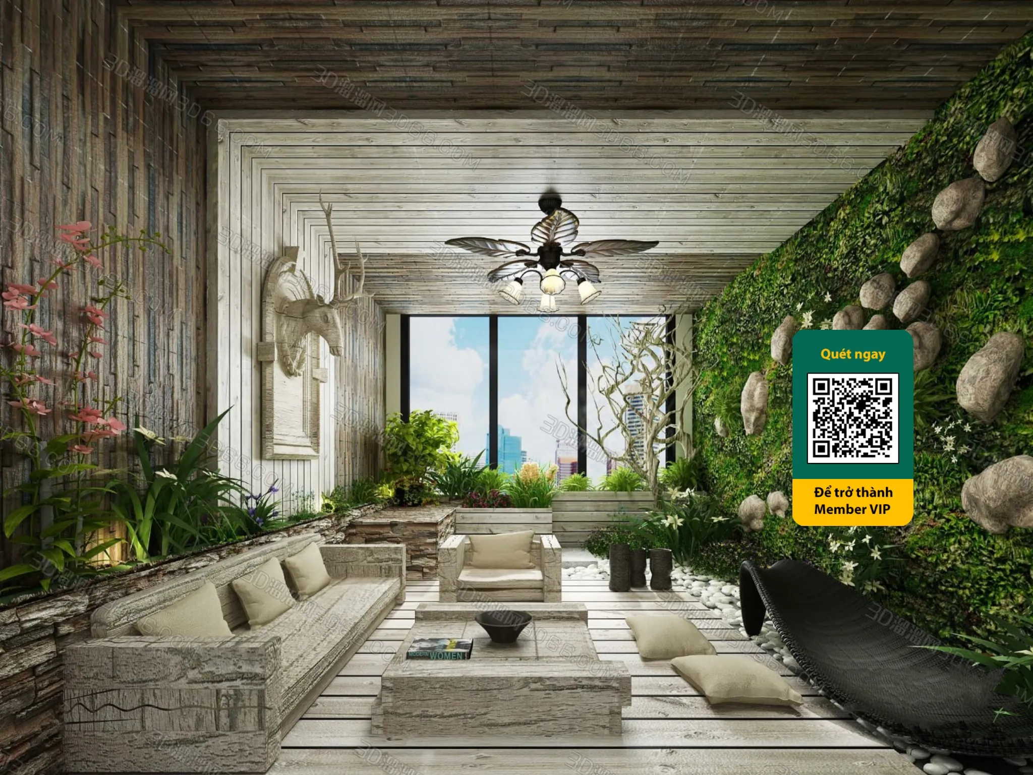 COURTYARD - VRAY / CORONA - 3D MODEL - 6431