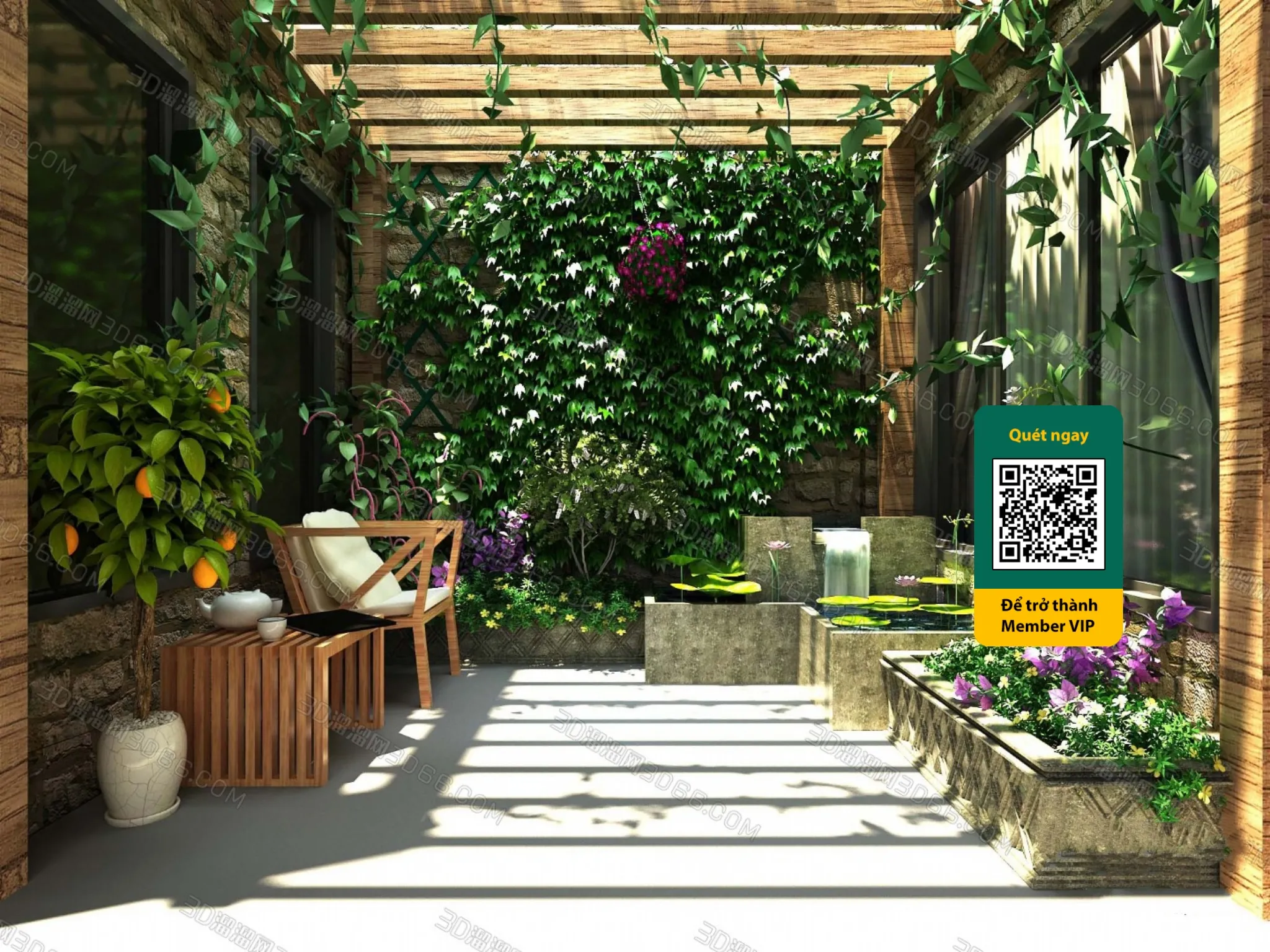 COURTYARD - VRAY / CORONA - 3D MODEL - 6432