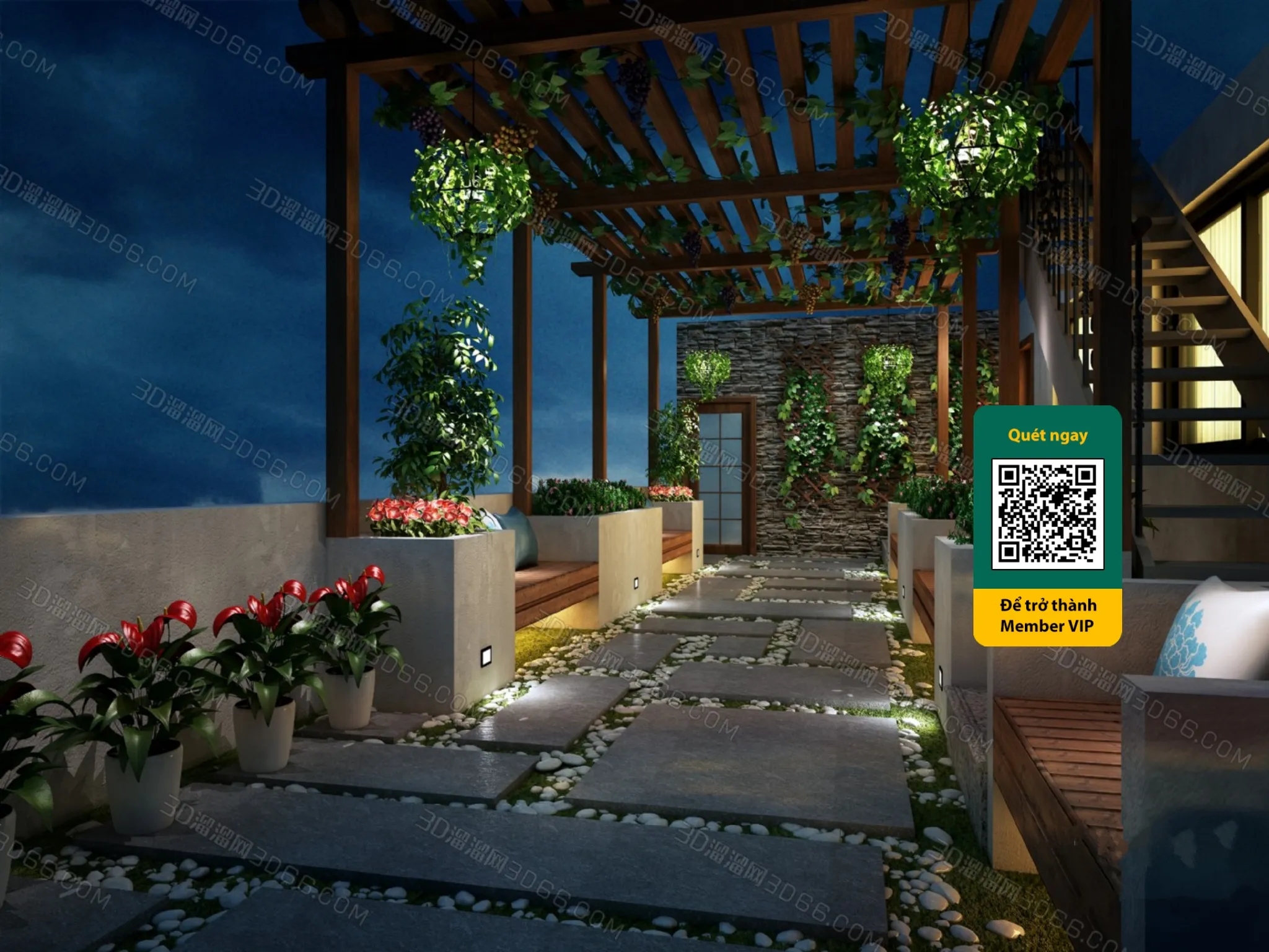 COURTYARD - VRAY / CORONA - 3D MODEL - 6433