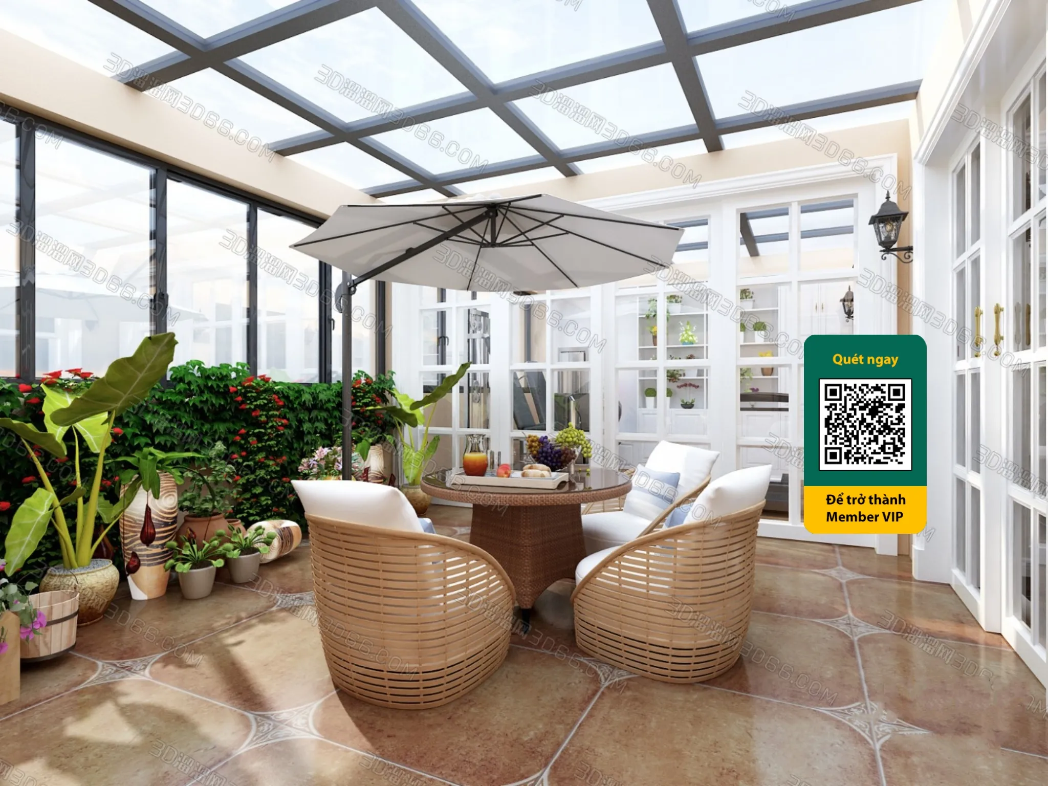 COURTYARD - VRAY / CORONA - 3D MODEL - 6442