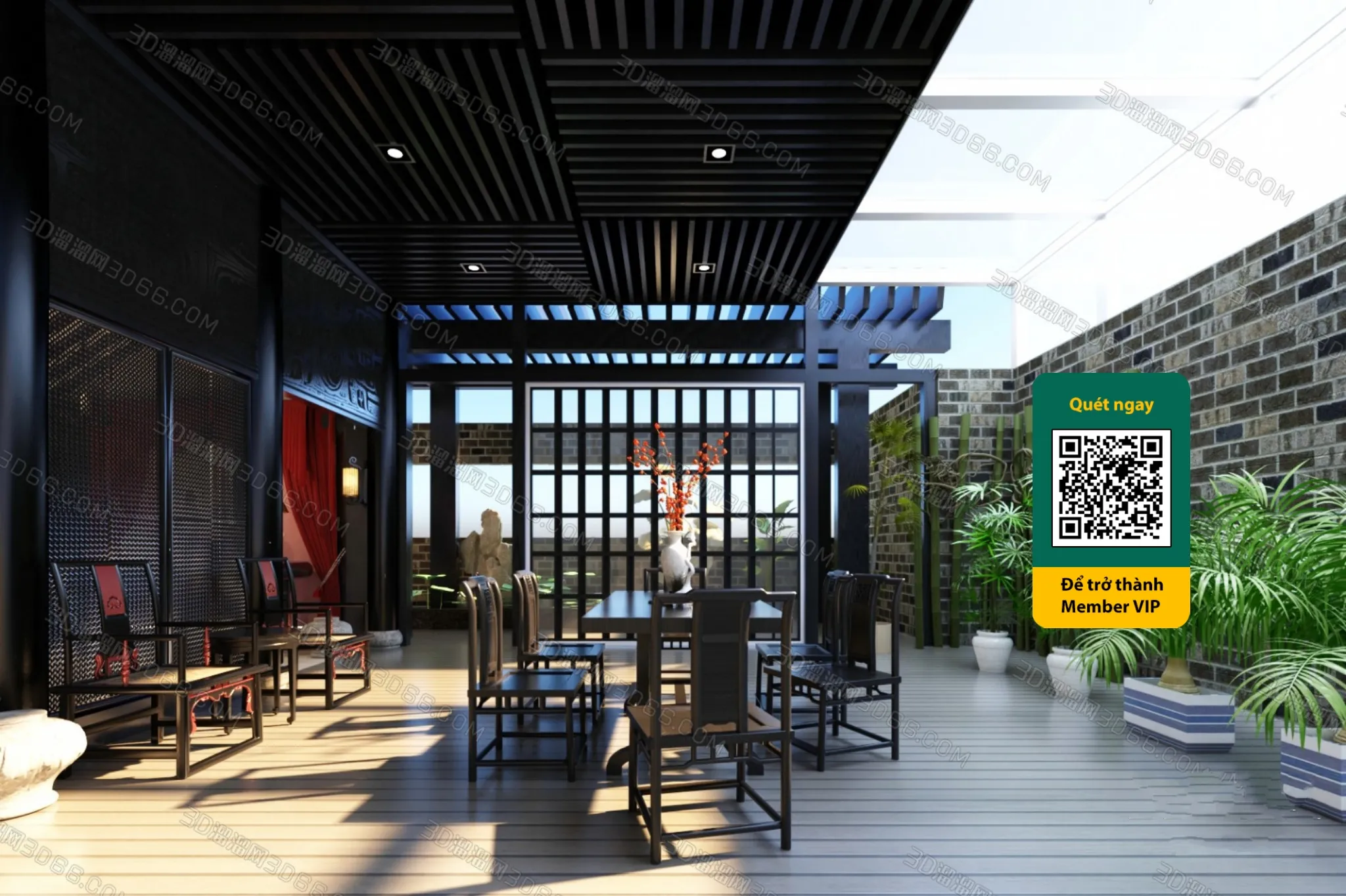 COURTYARD - VRAY / CORONA - 3D MODEL - 6443