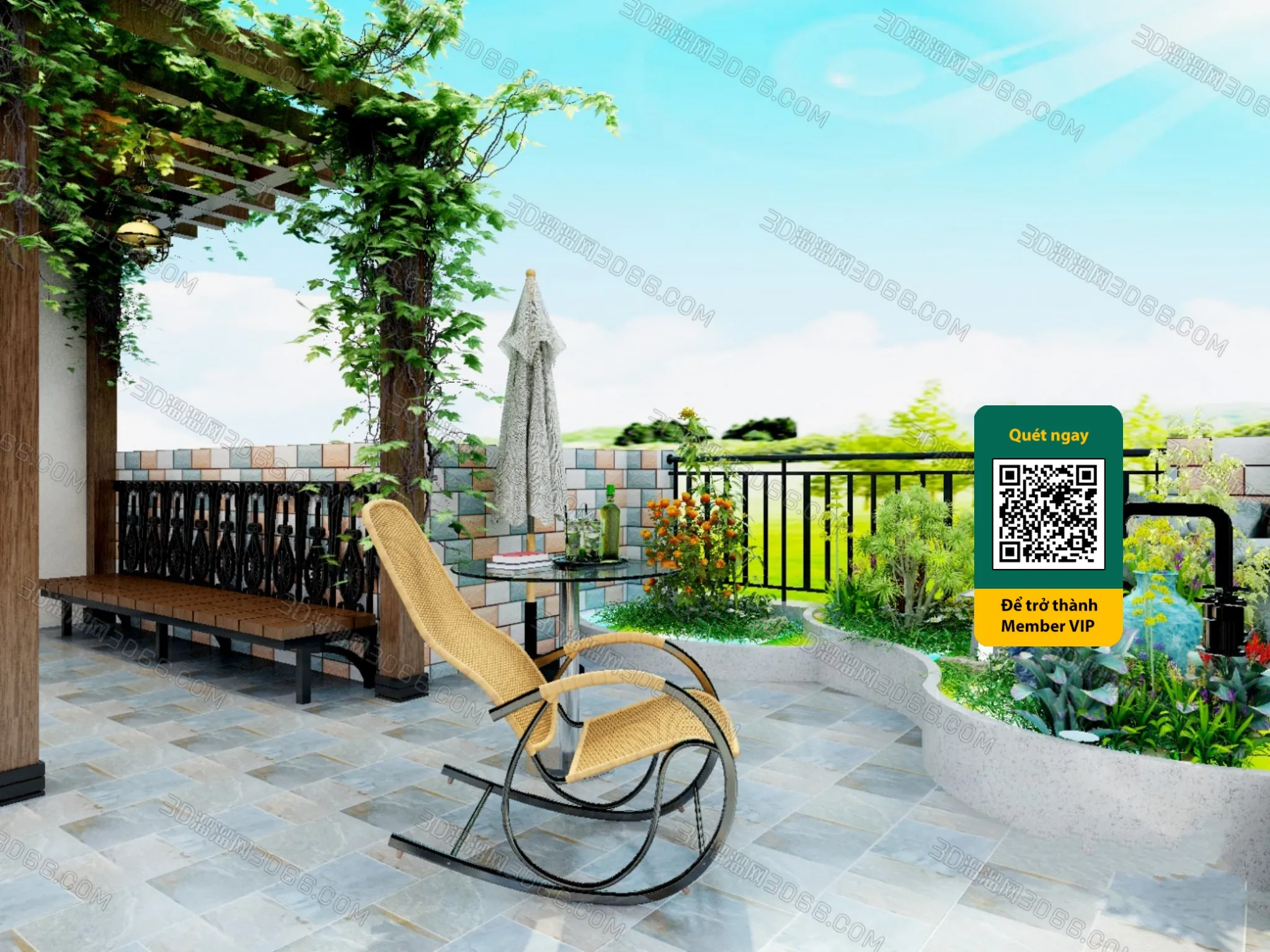 COURTYARD - VRAY / CORONA - 3D MODEL - 6446