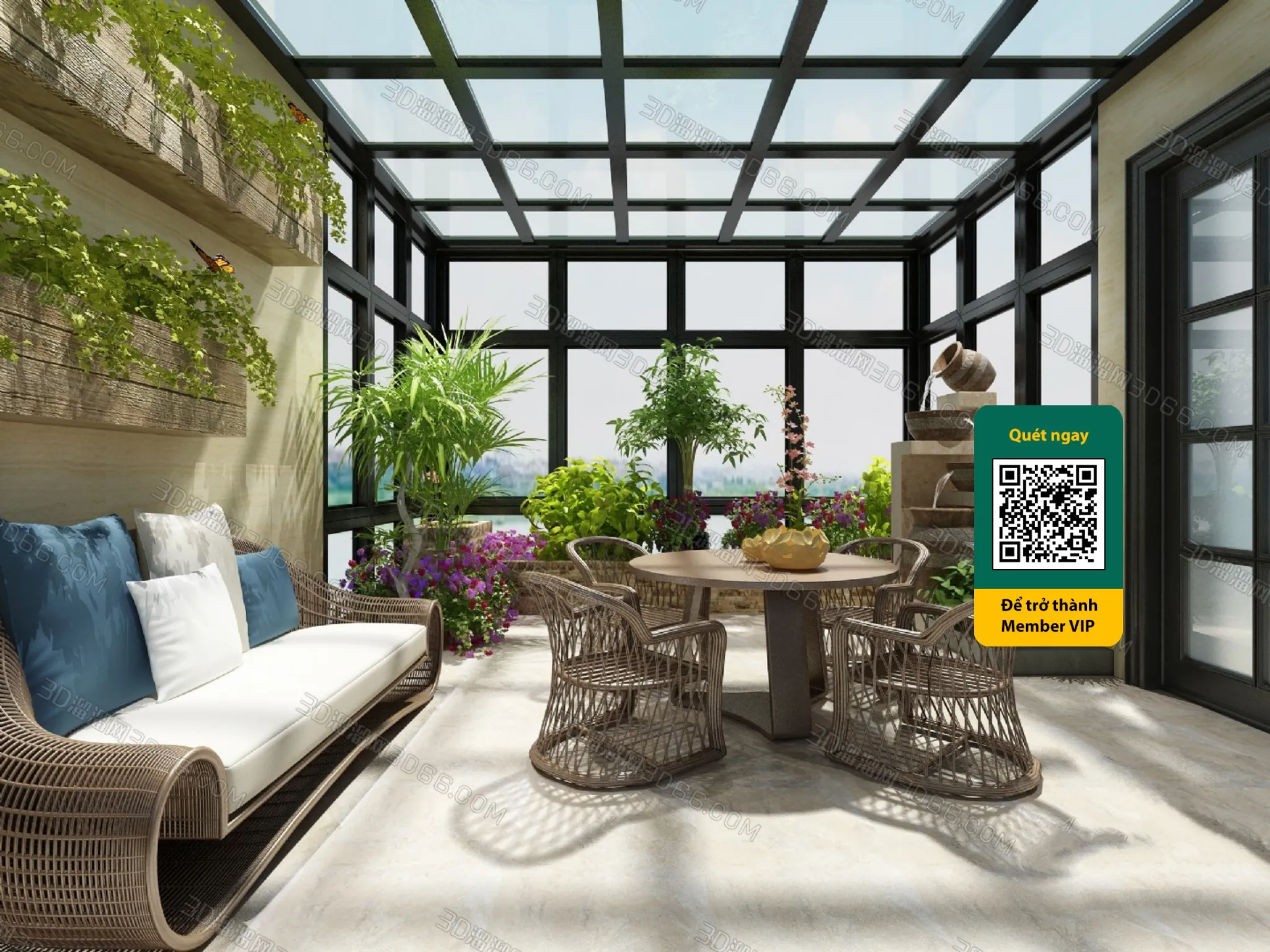 COURTYARD - VRAY / CORONA - 3D MODEL - 6447