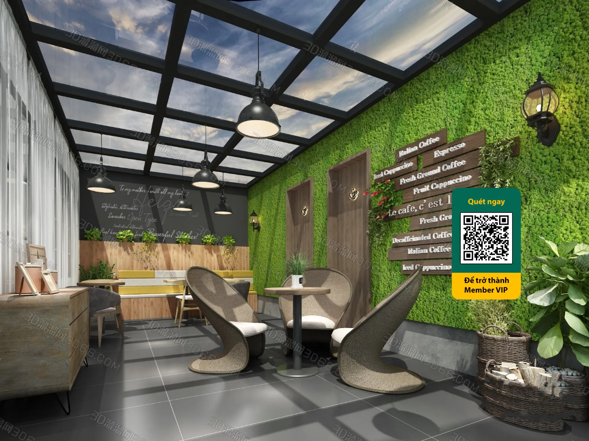 COURTYARD - VRAY / CORONA - 3D MODEL - 6448