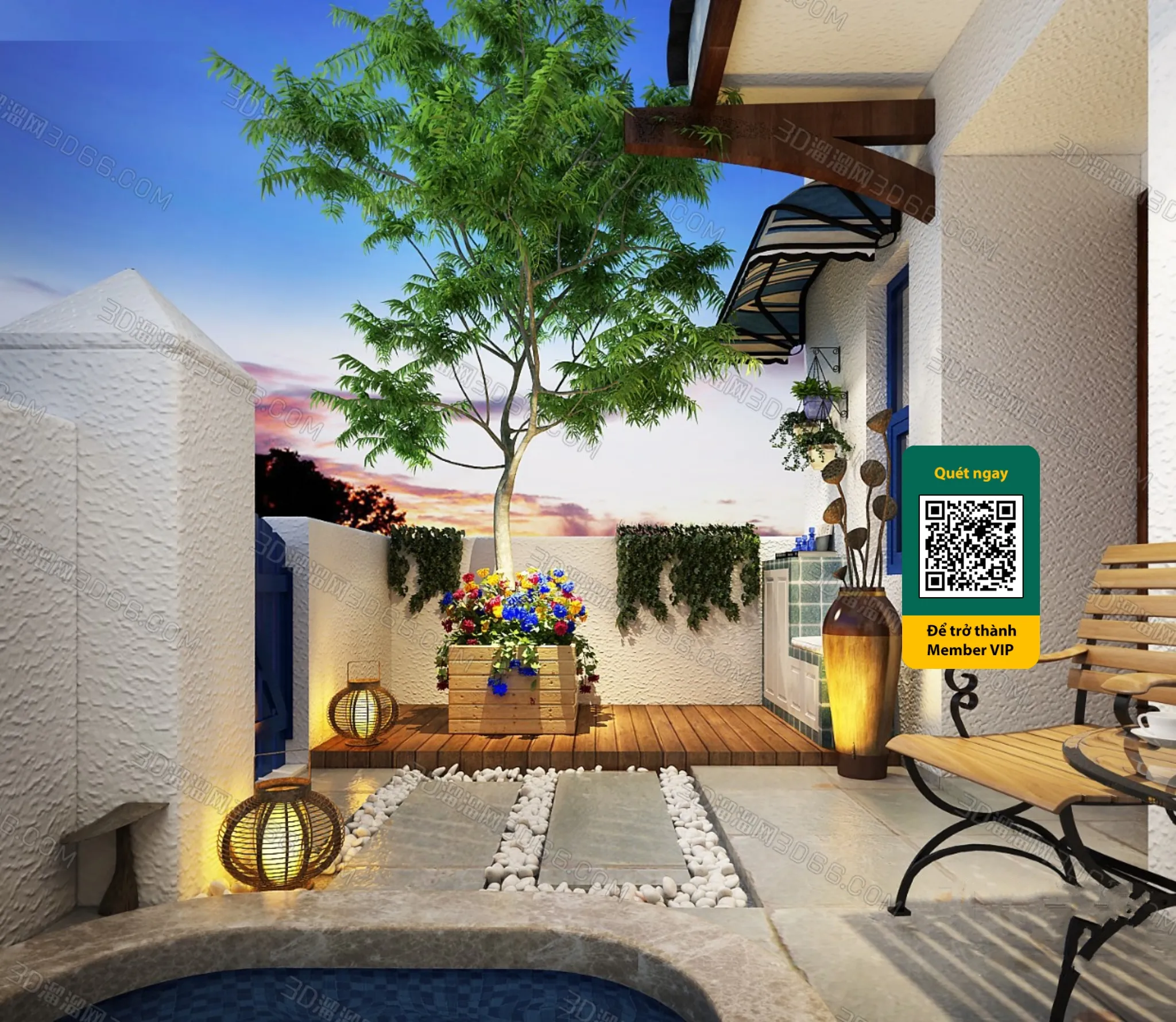 COURTYARD - VRAY / CORONA - 3D MODEL - 6449