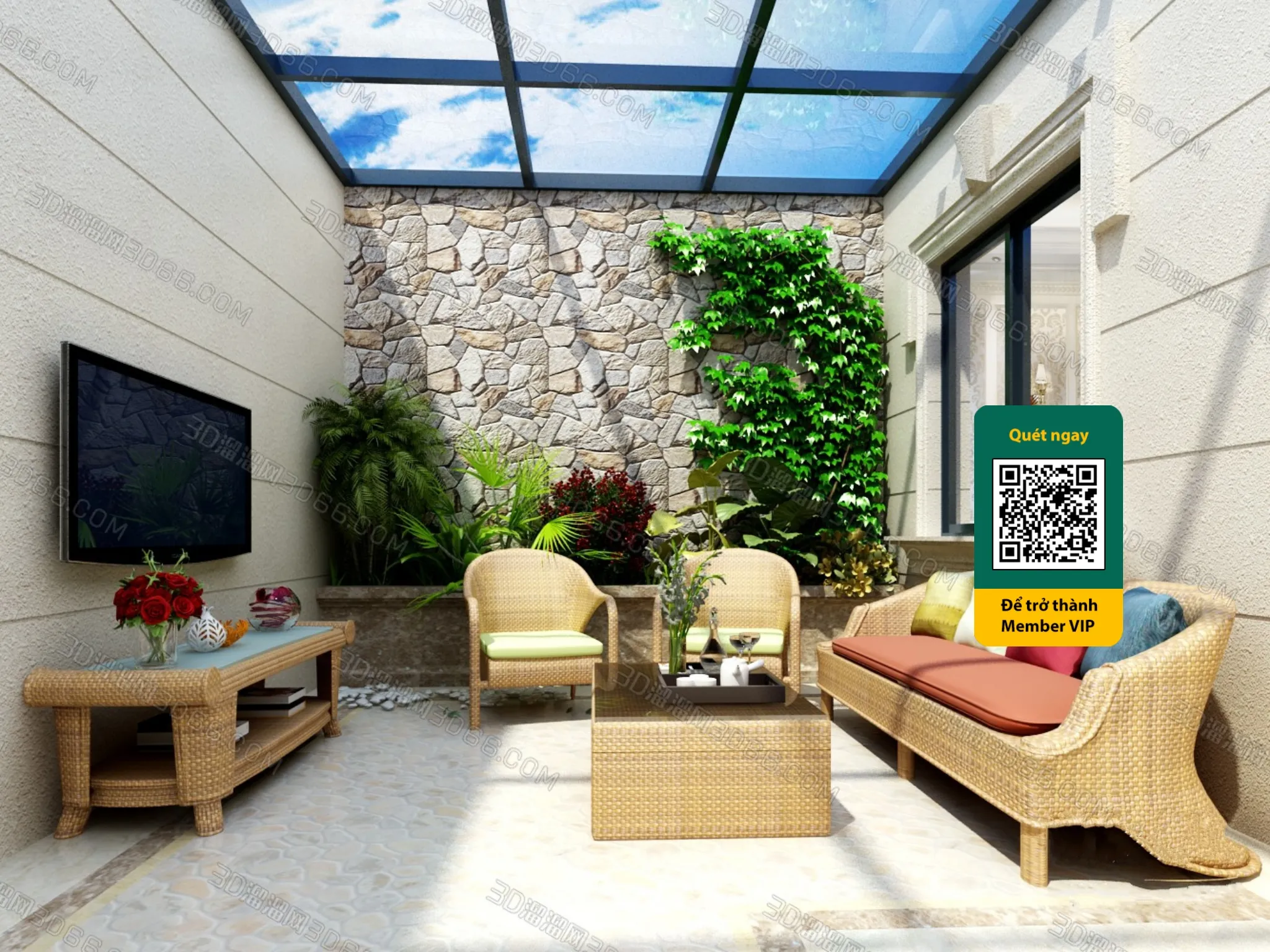 COURTYARD - VRAY / CORONA - 3D MODEL - 6450