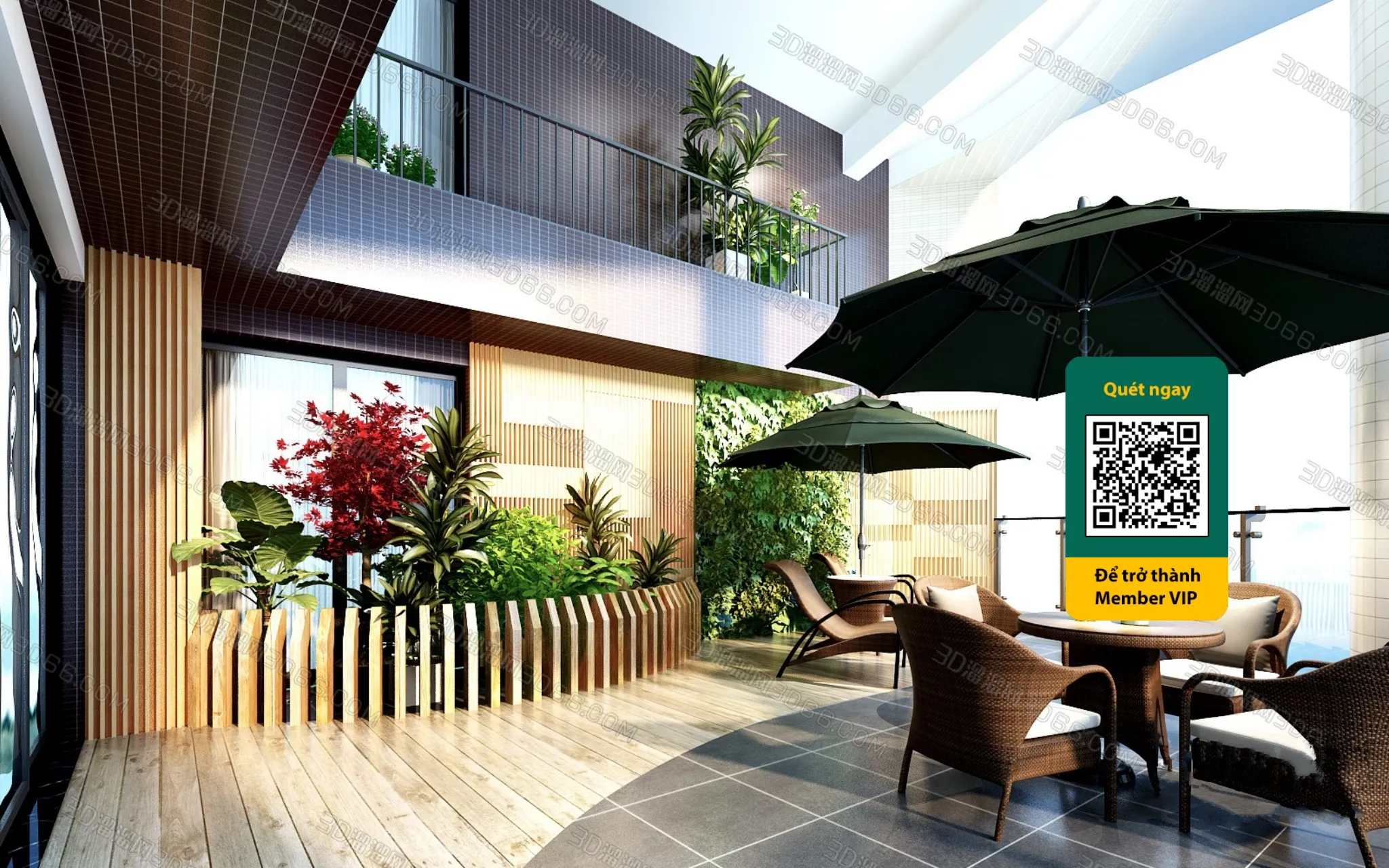 COURTYARD - VRAY / CORONA - 3D MODEL - 6451