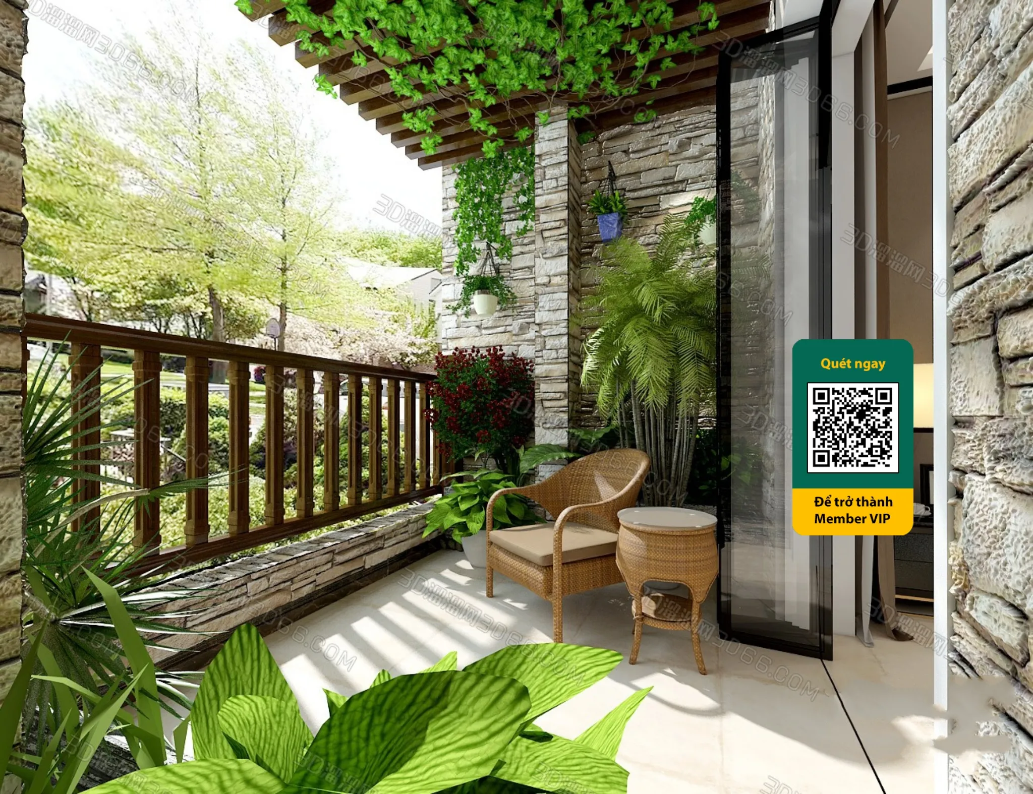 COURTYARD - VRAY / CORONA - 3D MODEL - 6453