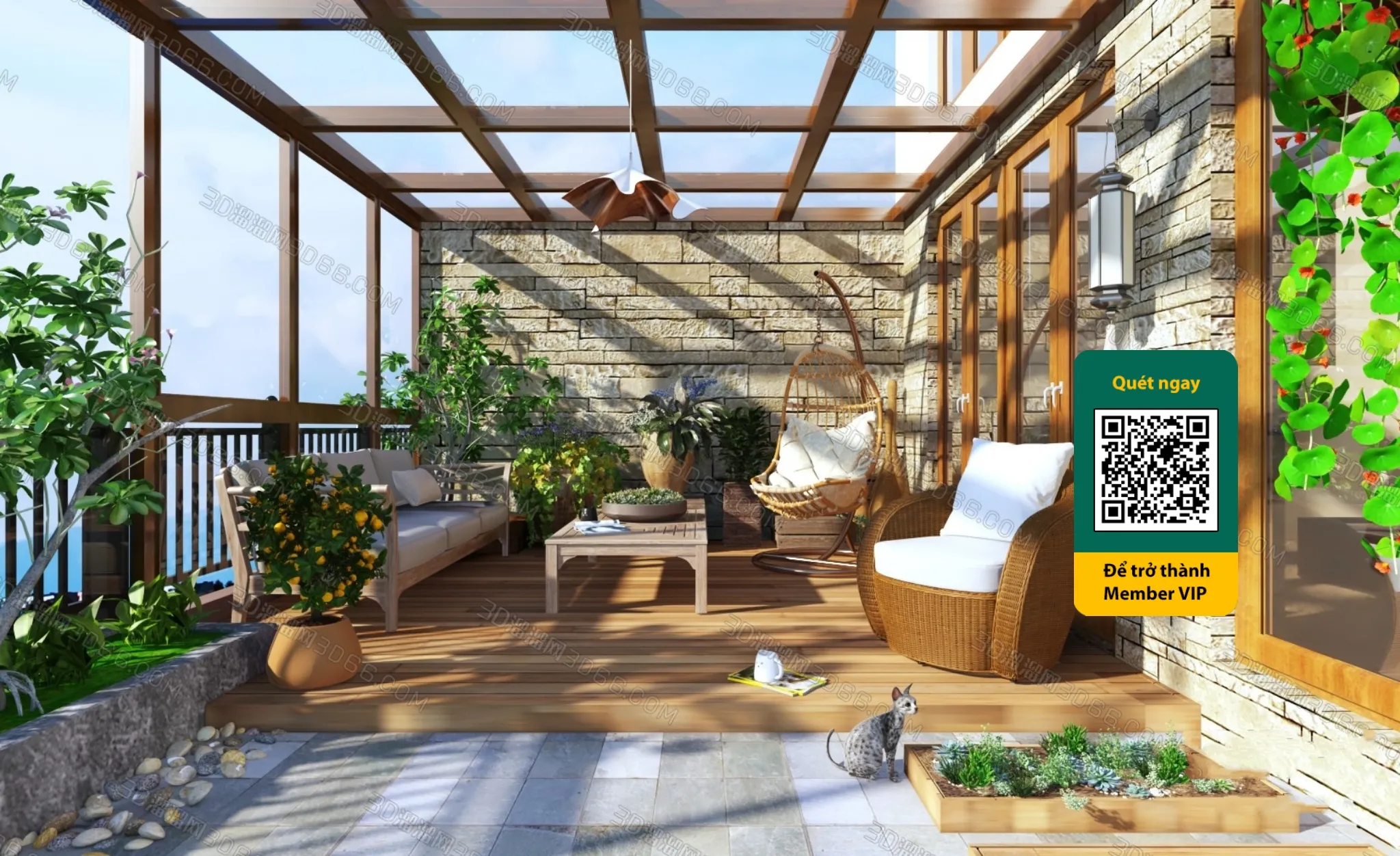 COURTYARD - VRAY / CORONA - 3D MODEL - 6457