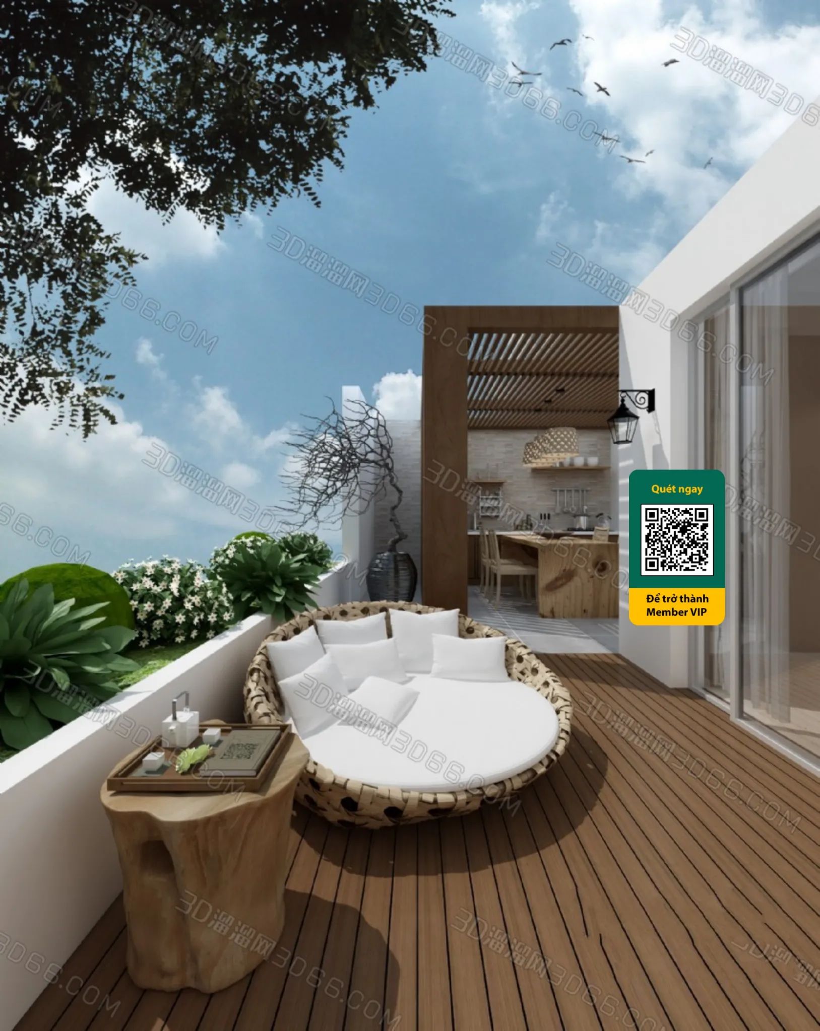 COURTYARD - VRAY / CORONA - 3D MODEL - 6465