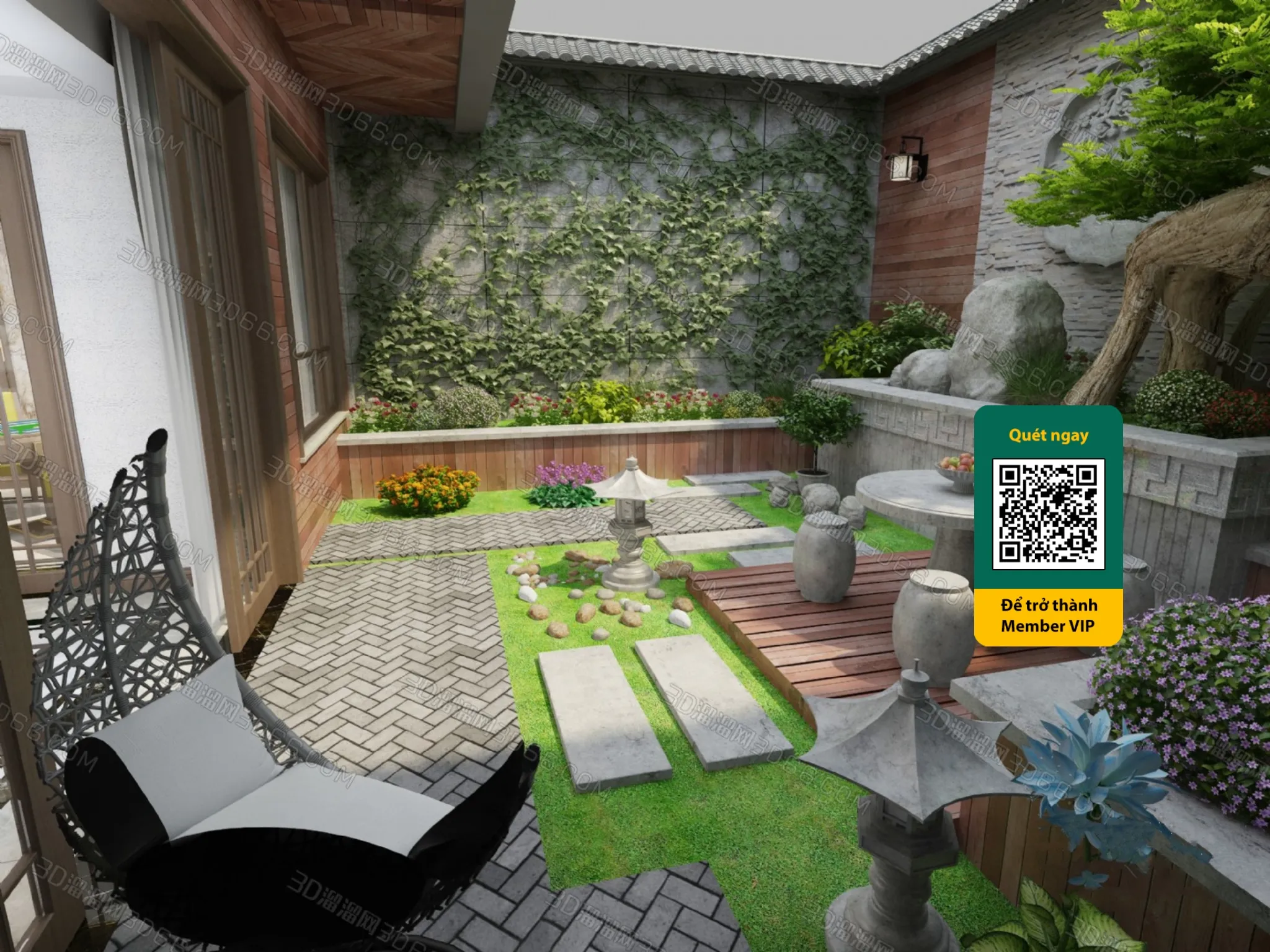 COURTYARD - VRAY / CORONA - 3D MODEL - 6466