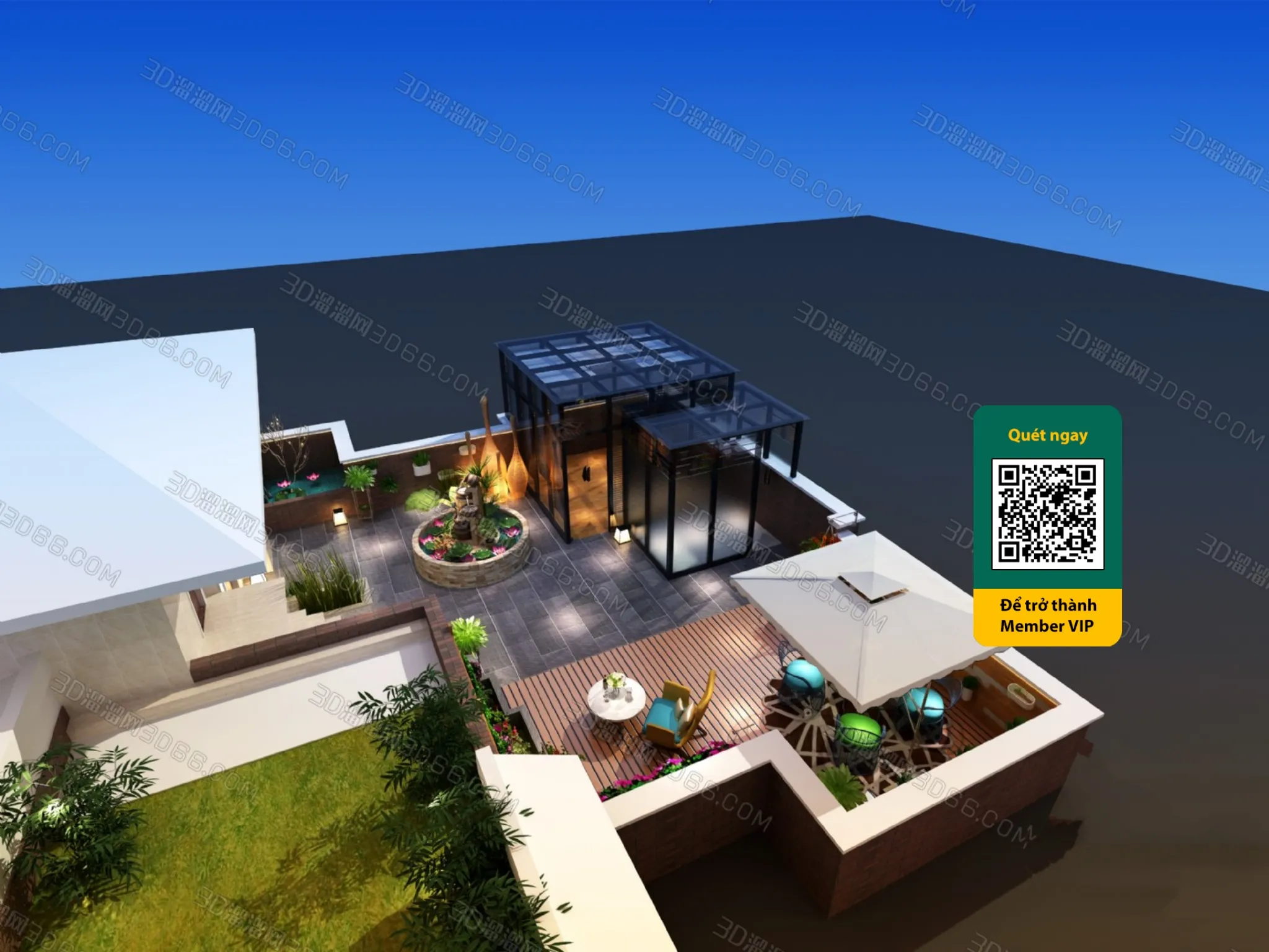 COURTYARD - VRAY / CORONA - 3D MODEL - 6467