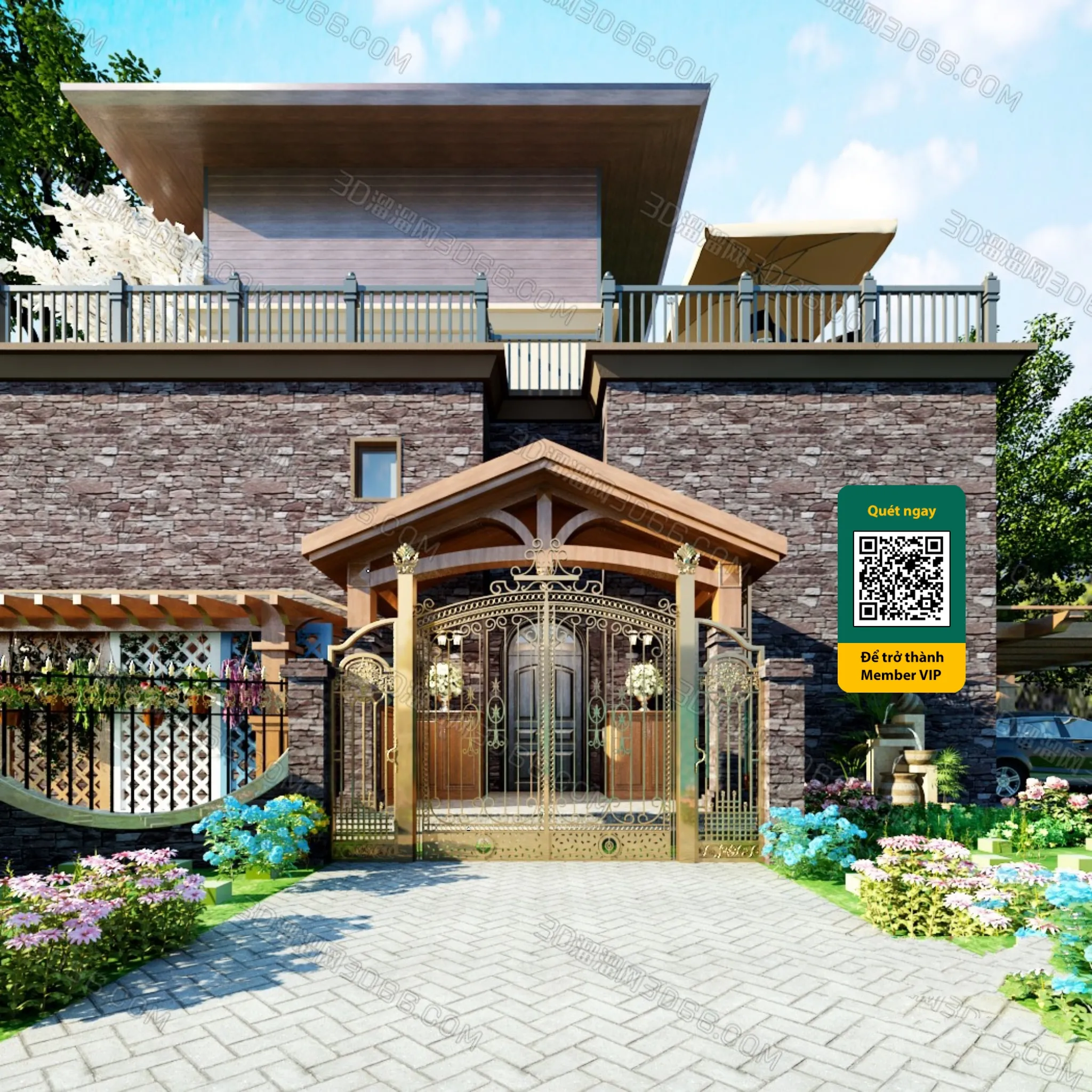 COURTYARD - VRAY / CORONA - 3D MODEL - 6471