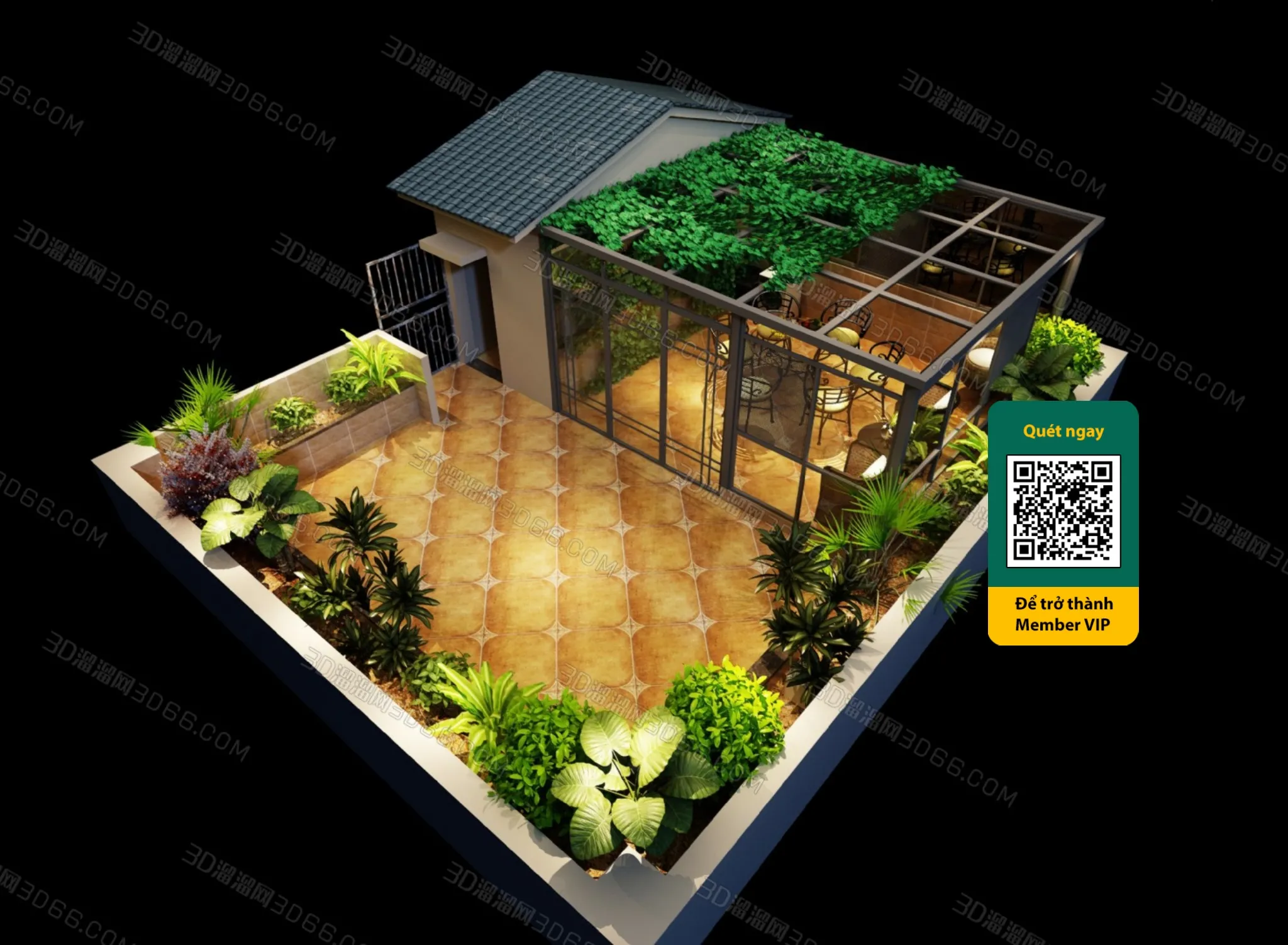 COURTYARD - VRAY / CORONA - 3D MODEL - 6482