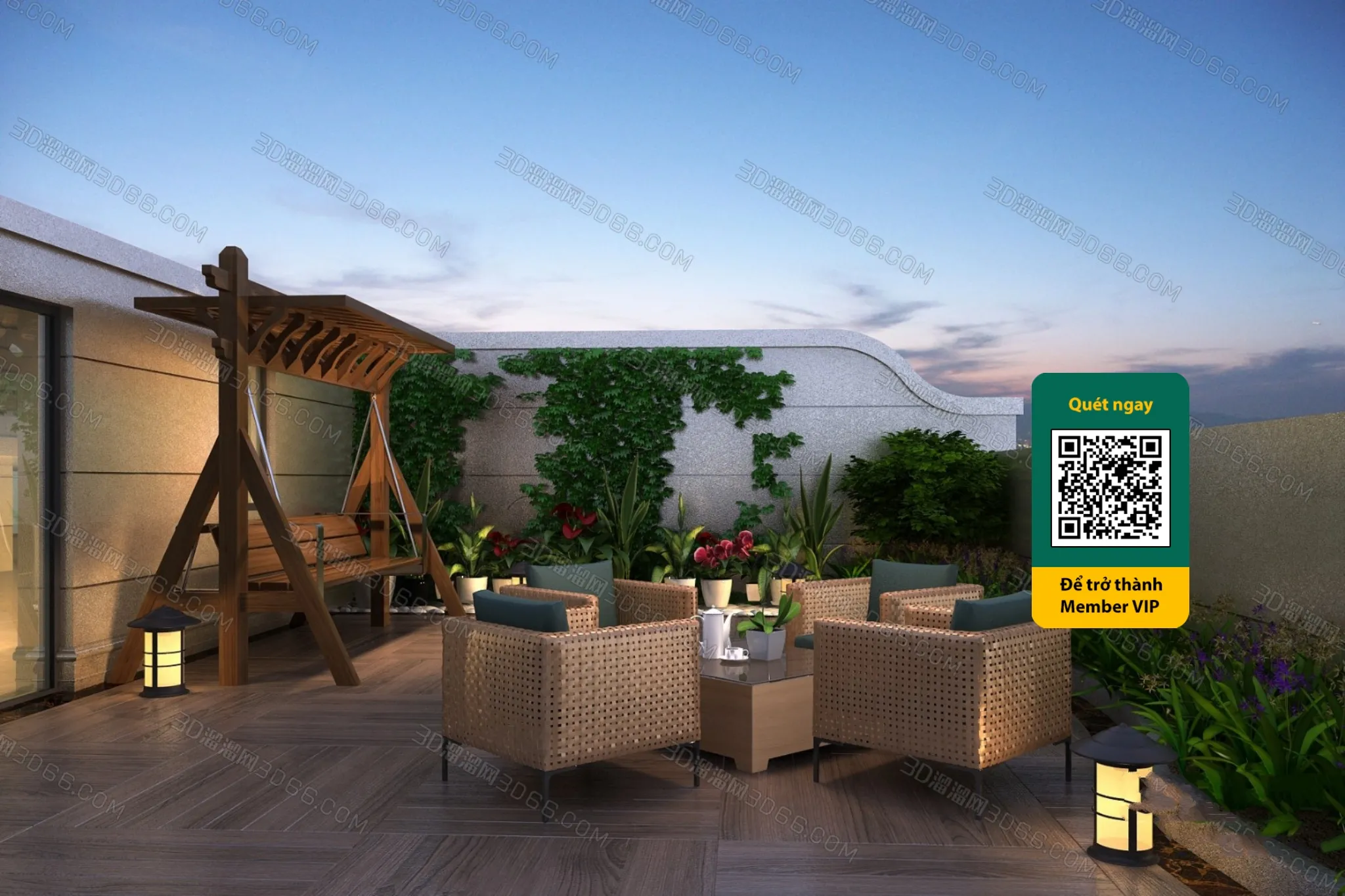 COURTYARD - VRAY / CORONA - 3D MODEL - 6486